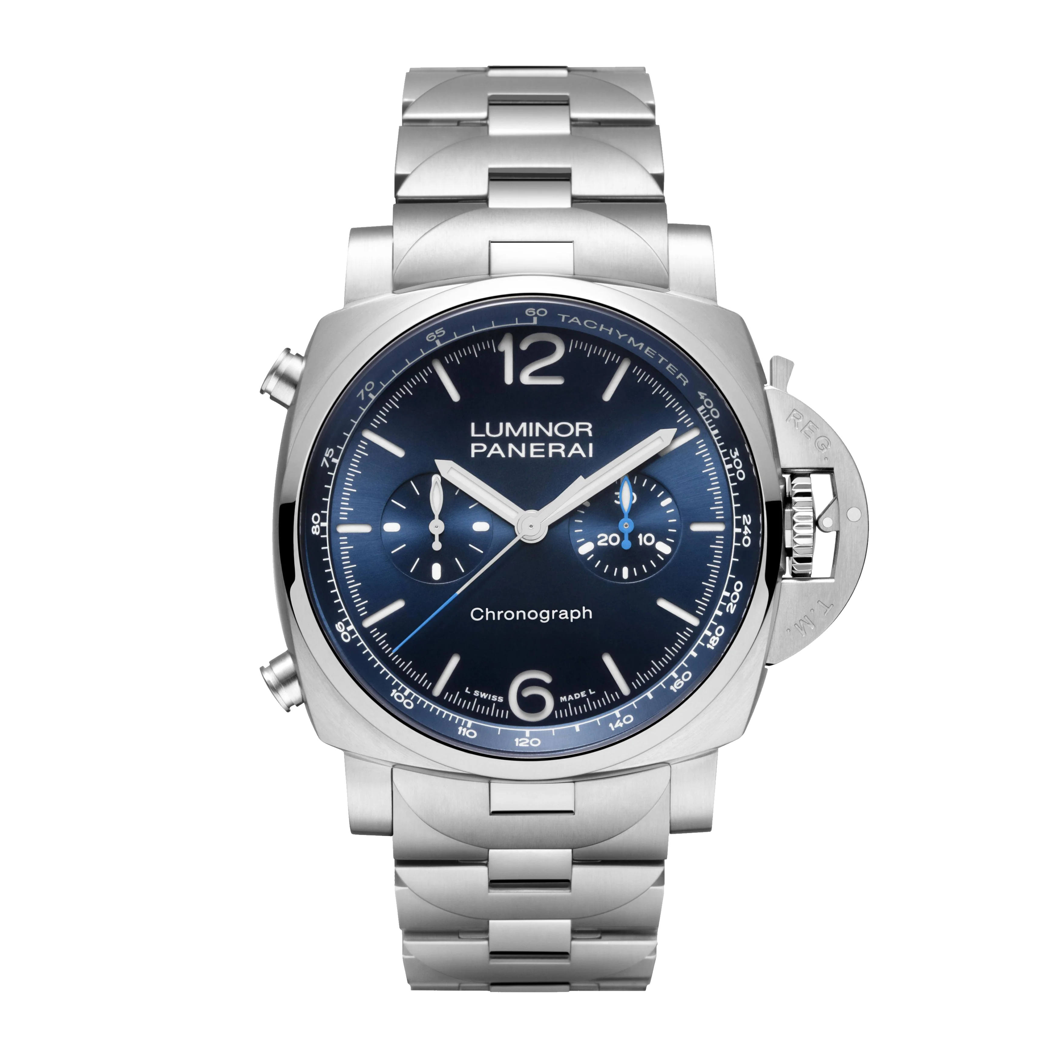 Panerai Luminor Chrono Watch, 44mm Blue Dial, PAM01110
