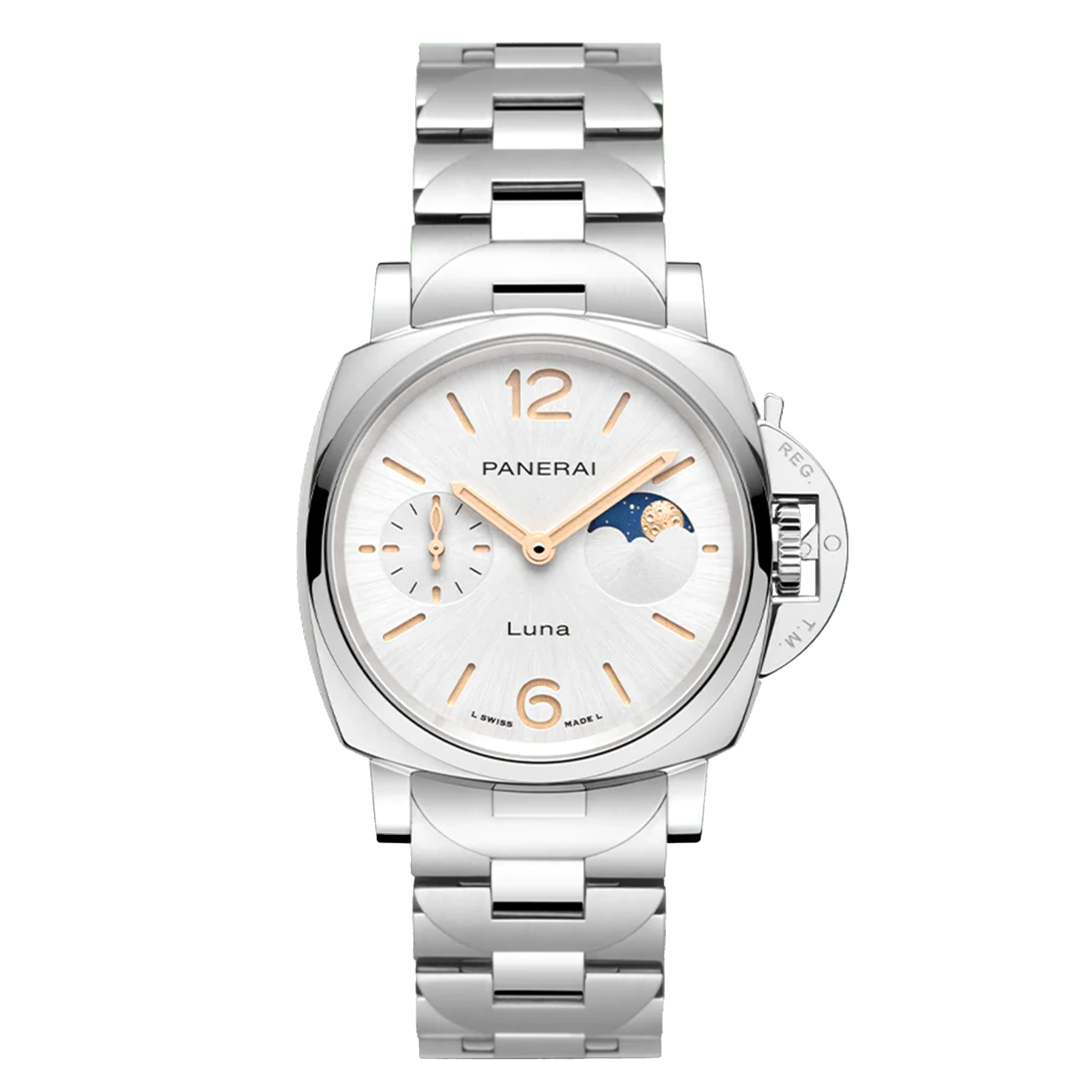 Panerai Luminor Due Luna Watch, 38mm White Dial, PAM01301