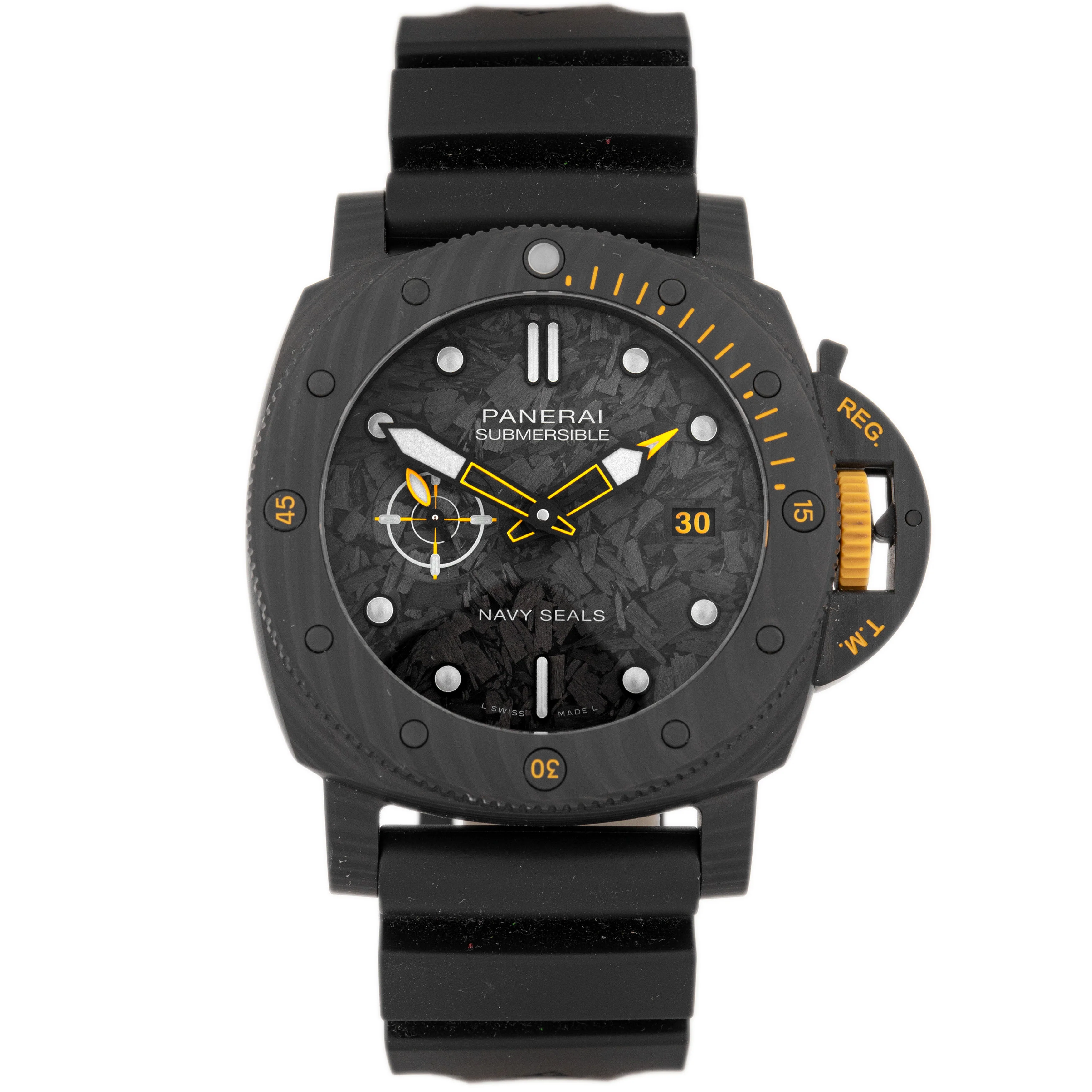 Panerai Submersible GMT Navy SEALs Carbon Black Dial 44mm PAM01324 Full Set
