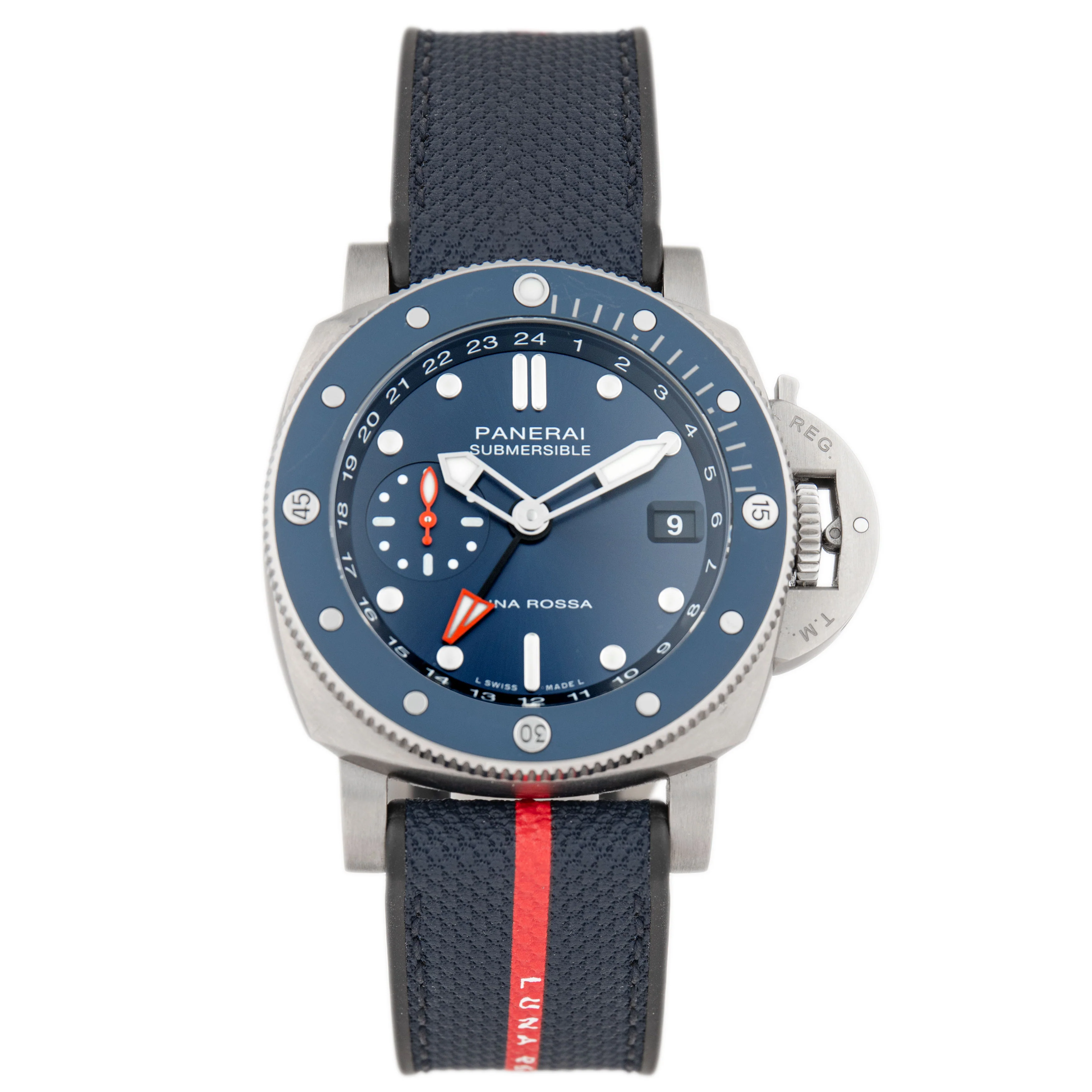 Panerai Submersible Luna Rossa GMT Titanium Blue Dial 42mm PAM01507 Full Set