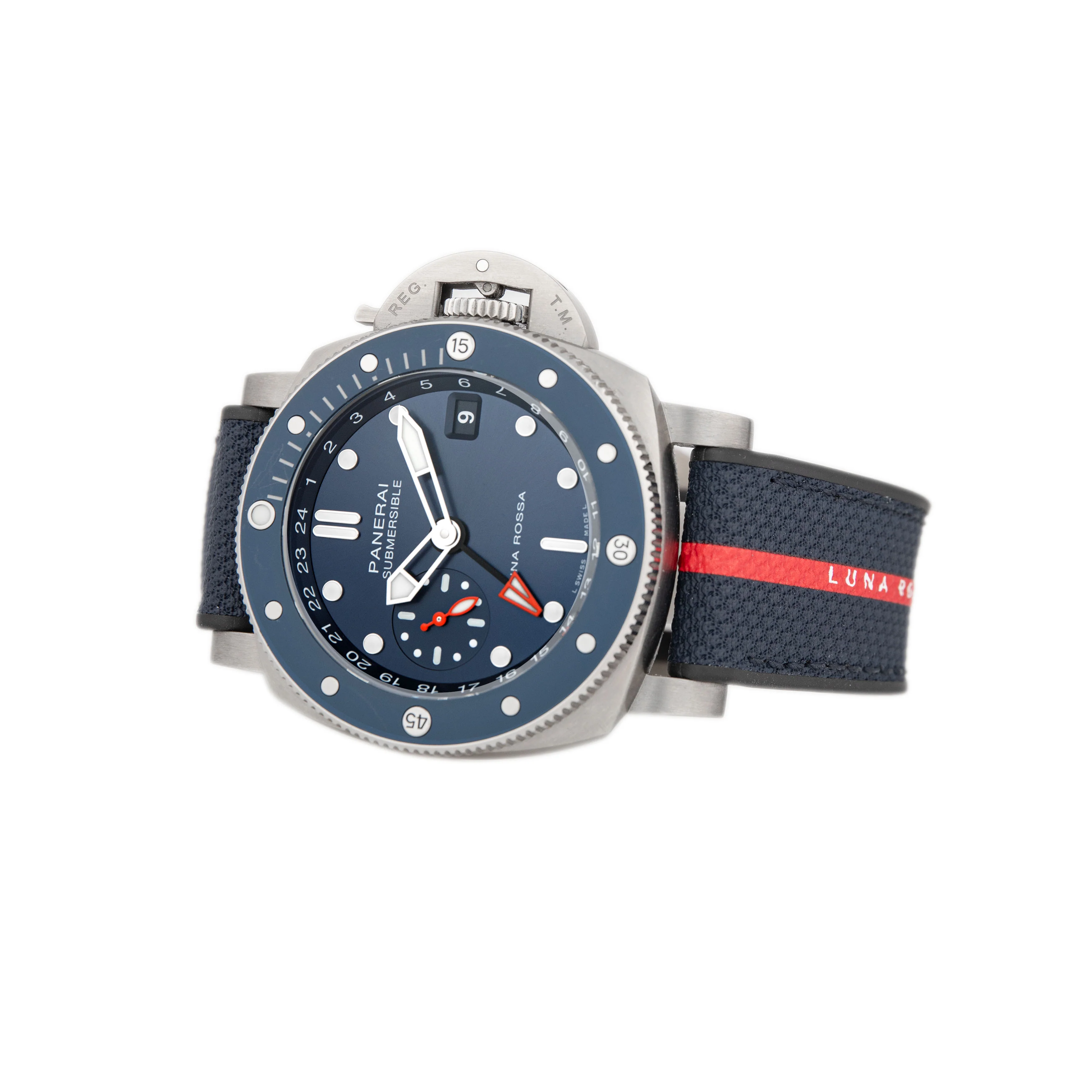 Panerai Submersible Luna Rossa GMT Titanium Blue Dial 42mm PAM01507 Full Set - Image 3