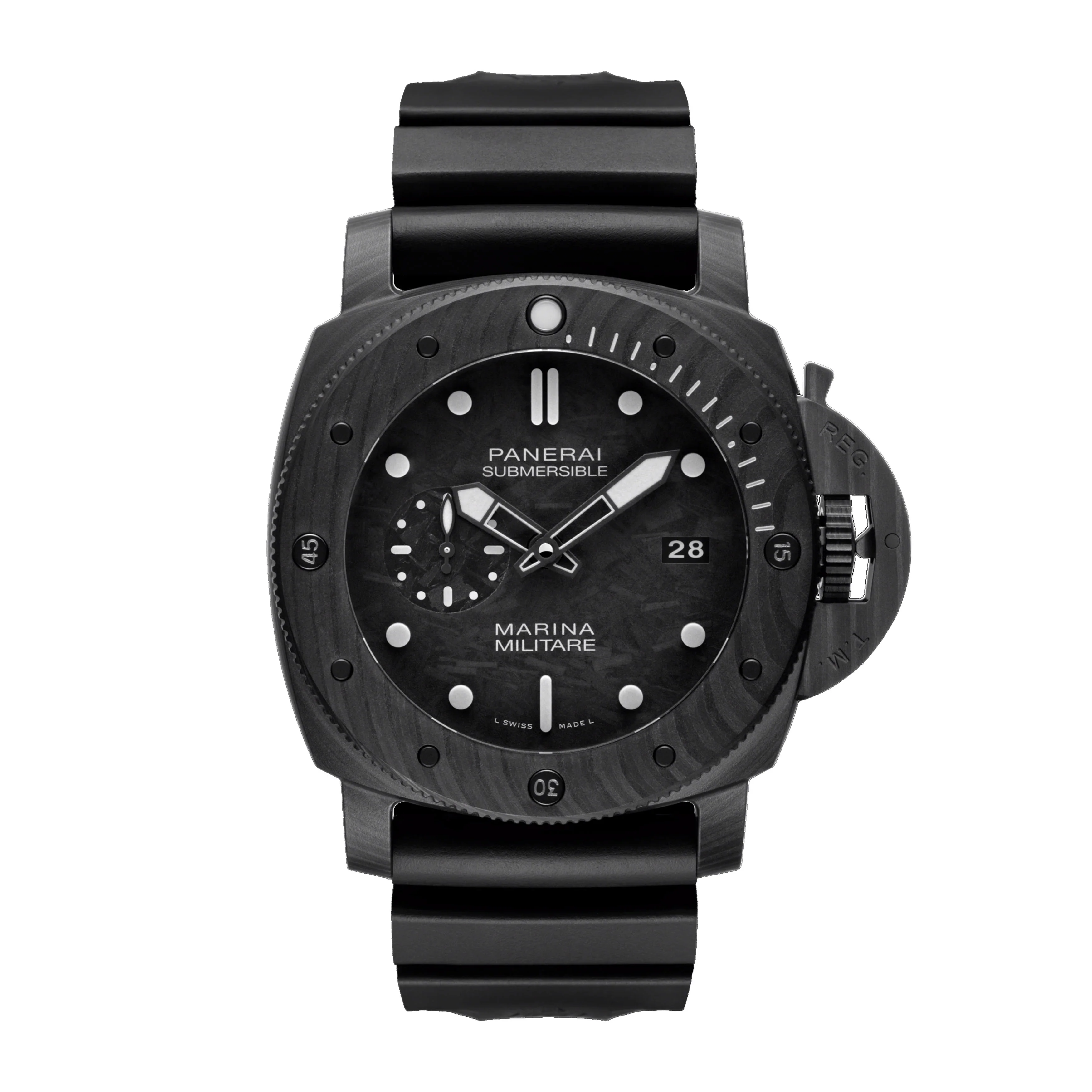 Panerai Submersible Marina Militare Carbotech Watch, 47mm Black Dial, PAM02979