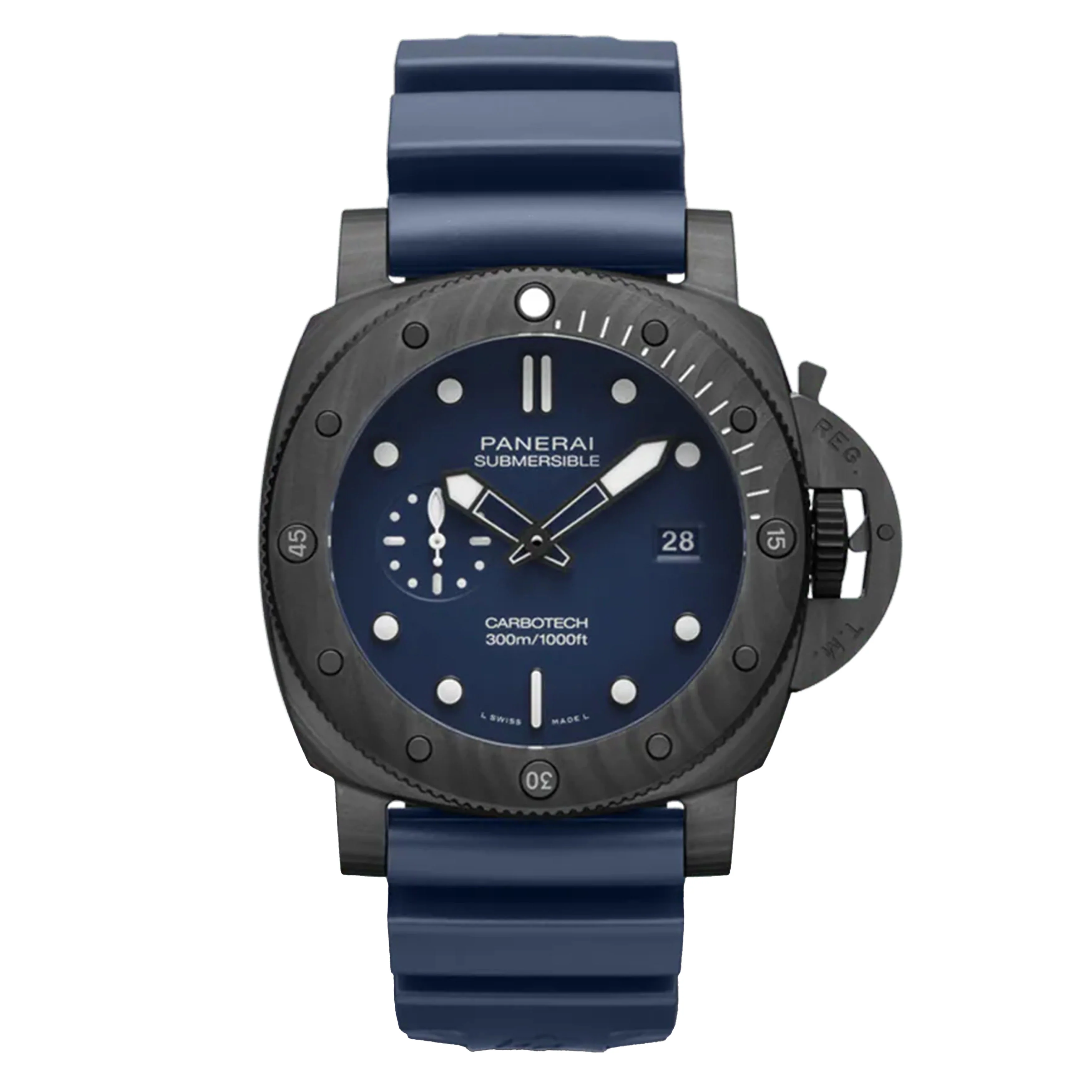 Panerai Submersible QuarantaQuattro Carbotech Watch, 44mm Blue Dial, PAM01597