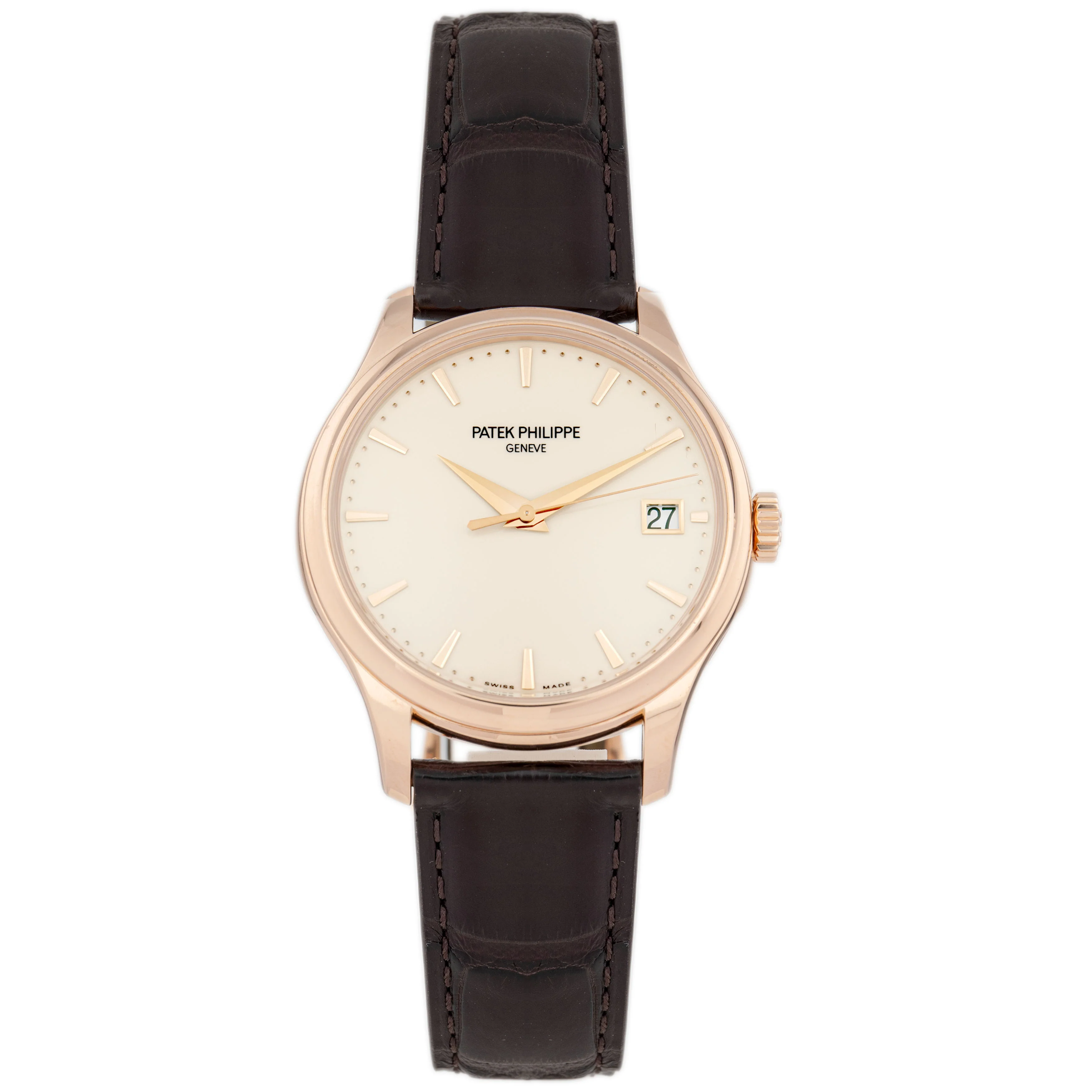 Patek Philippe Calatrava Date Rose Gold Silver Dial 39mm 5227R Full Set
