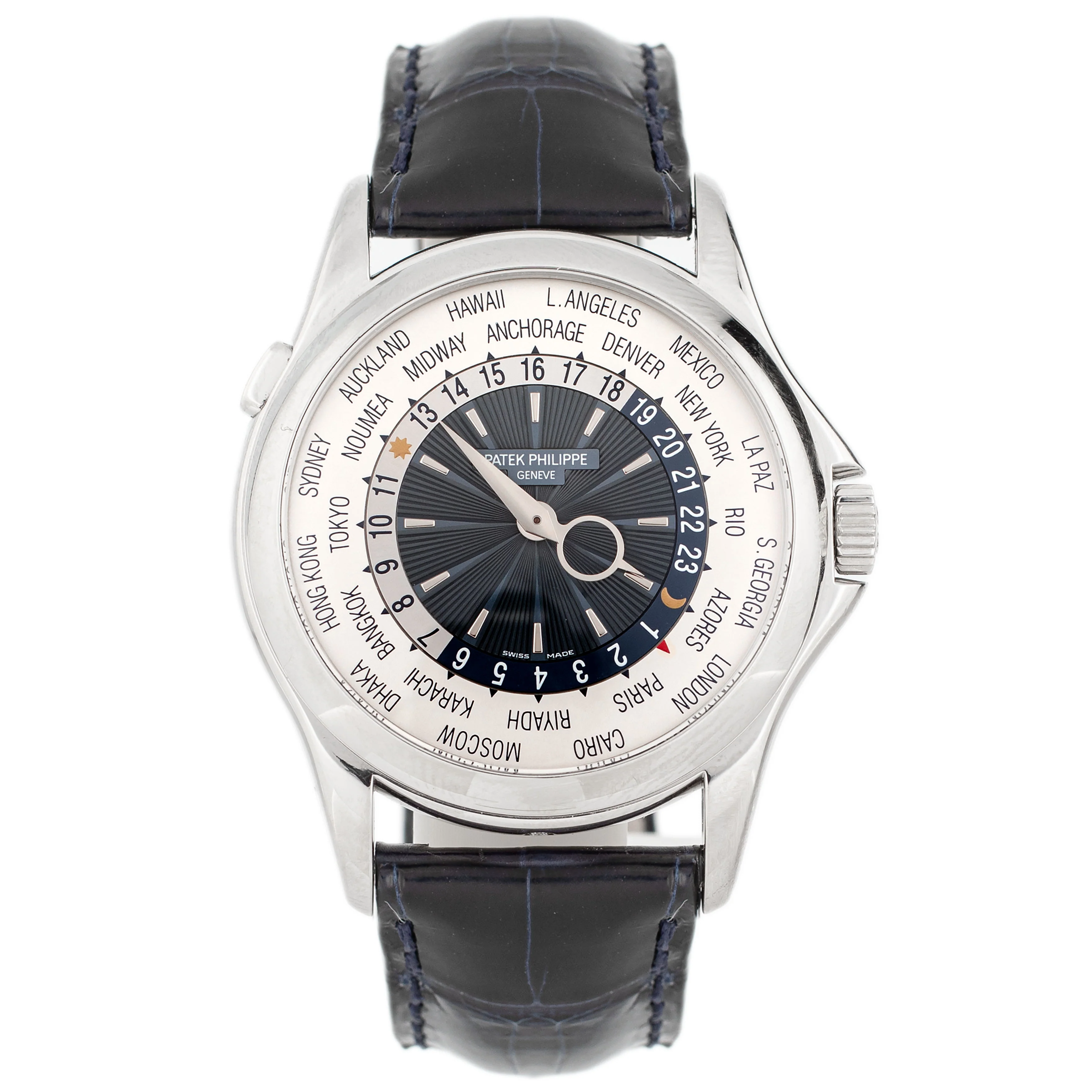 Patek Philippe Complications World Time Platinum Blue Dial 39.5mm 5130P Full Set