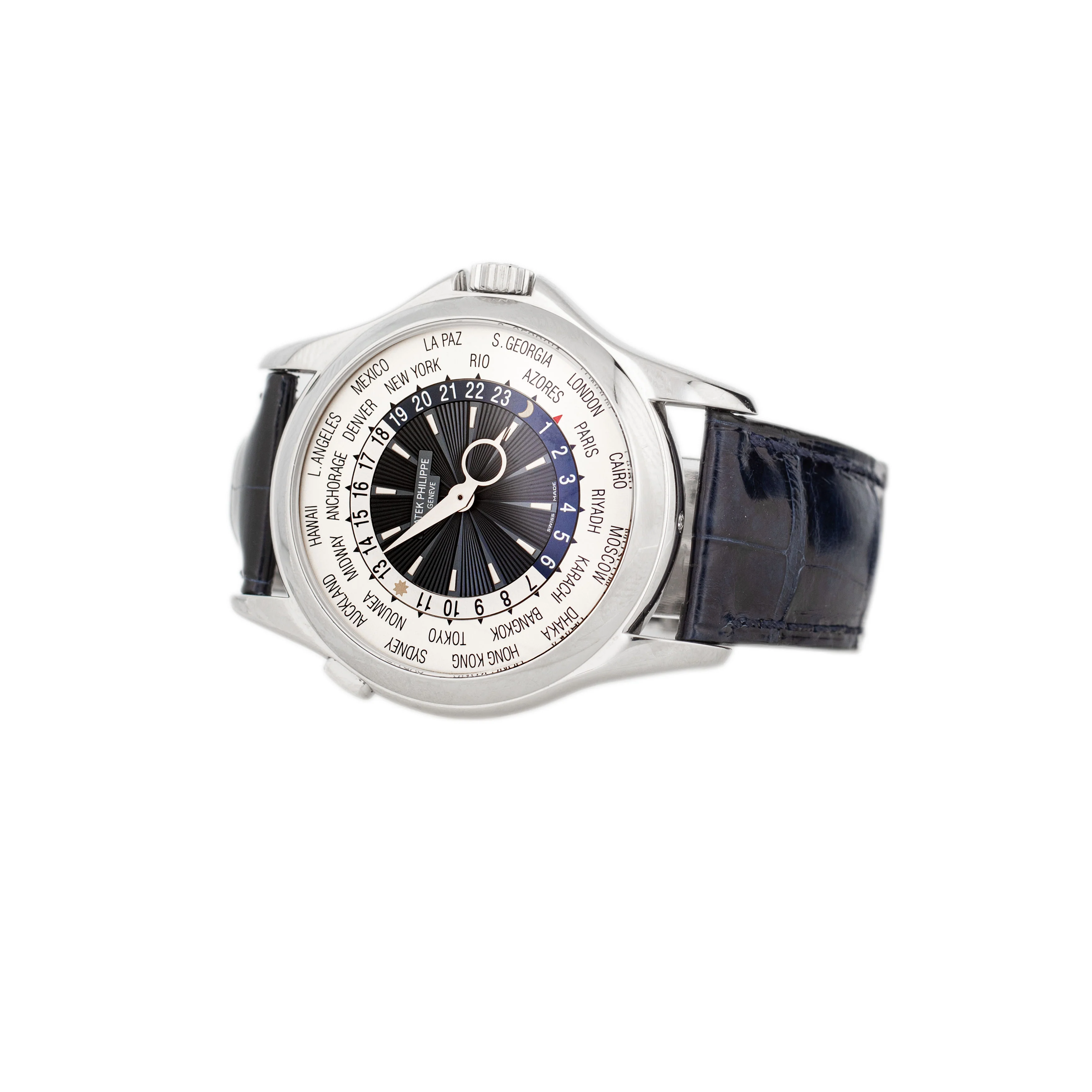 Patek Philippe Complications World Time Platinum Blue Dial 39.5mm 5130P Full Set - Image 3