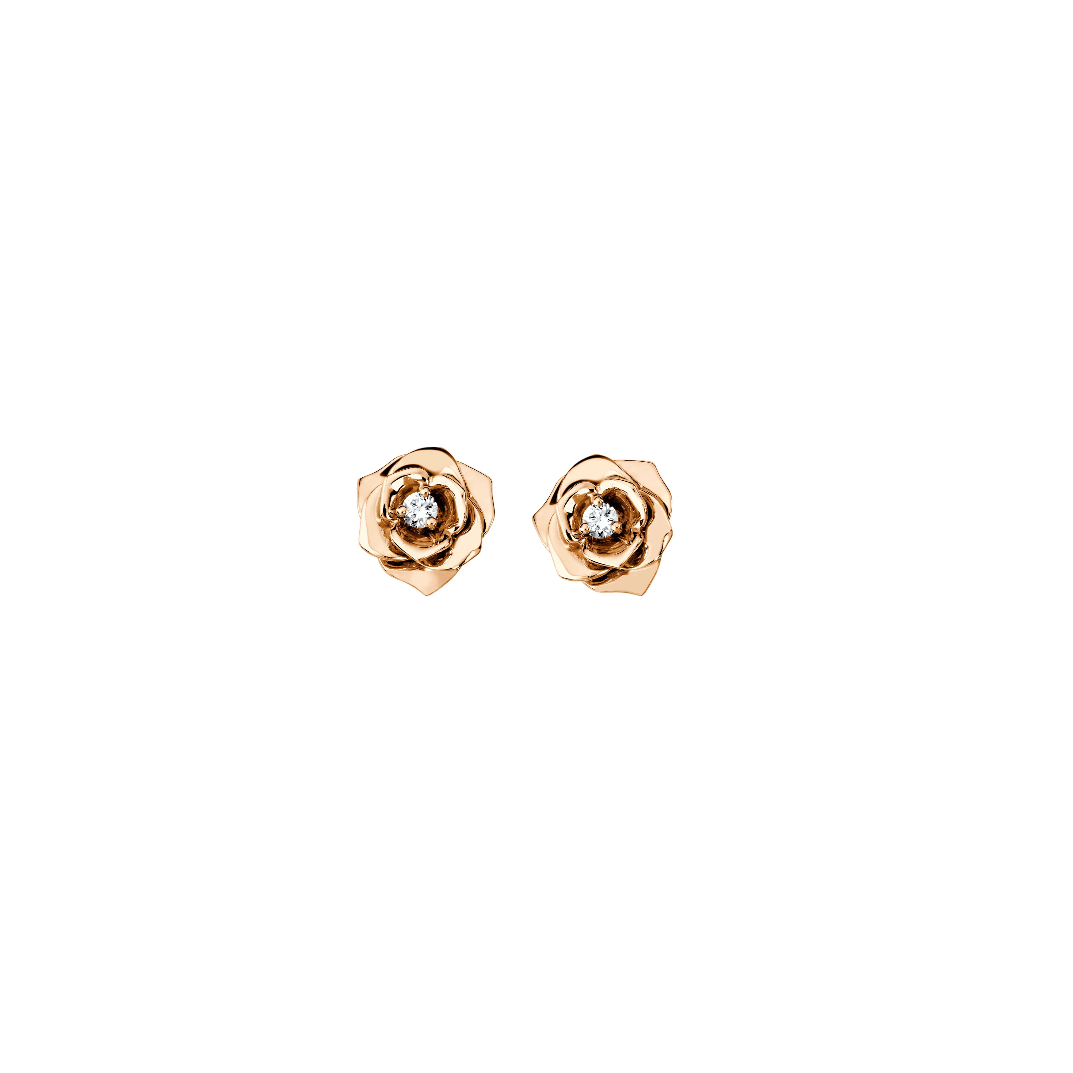 Piaget 18K Rose Gold Diamond Rose Earrings