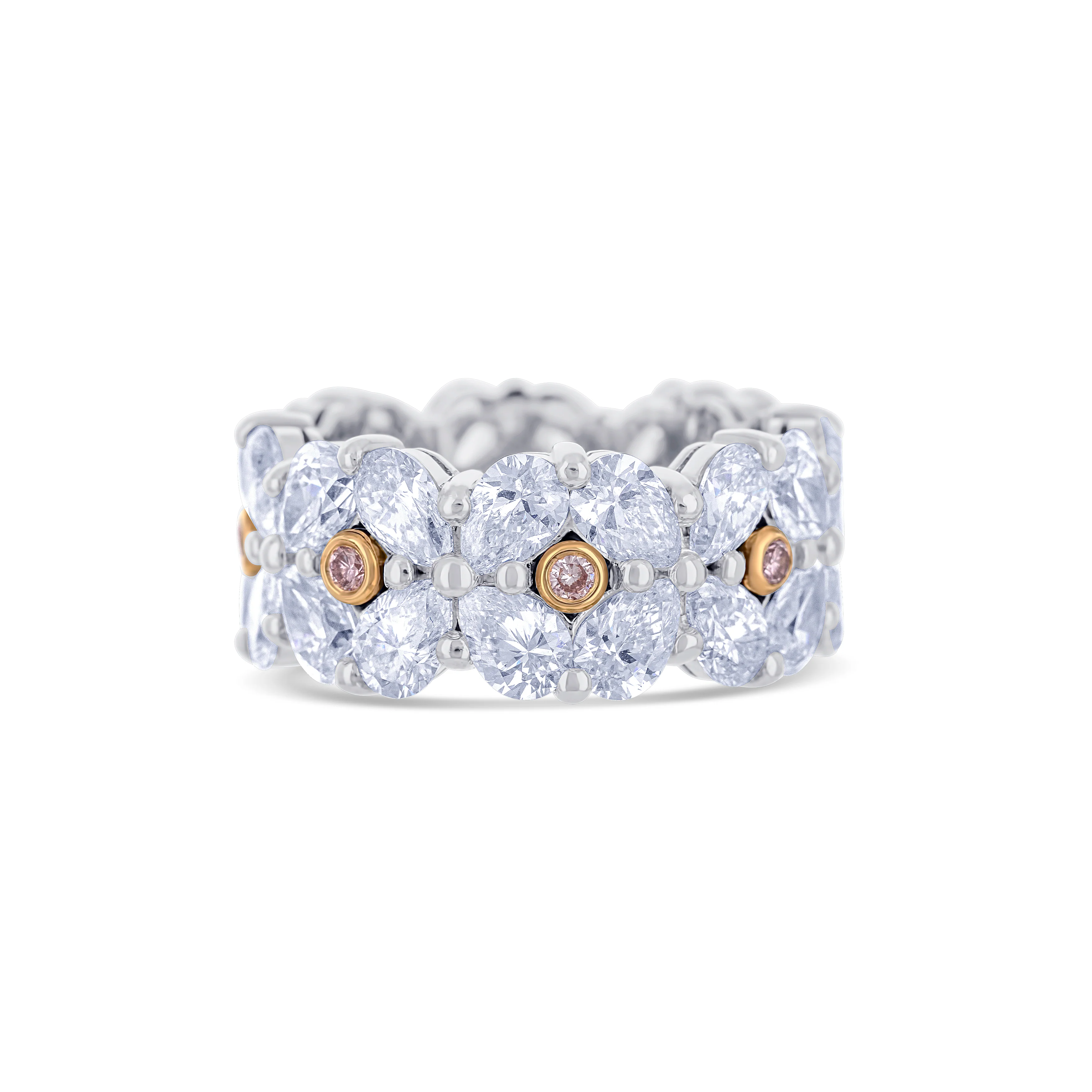 Platinum & 18K Rose Gold 3 Row Diamond Eternity Band - Image 2