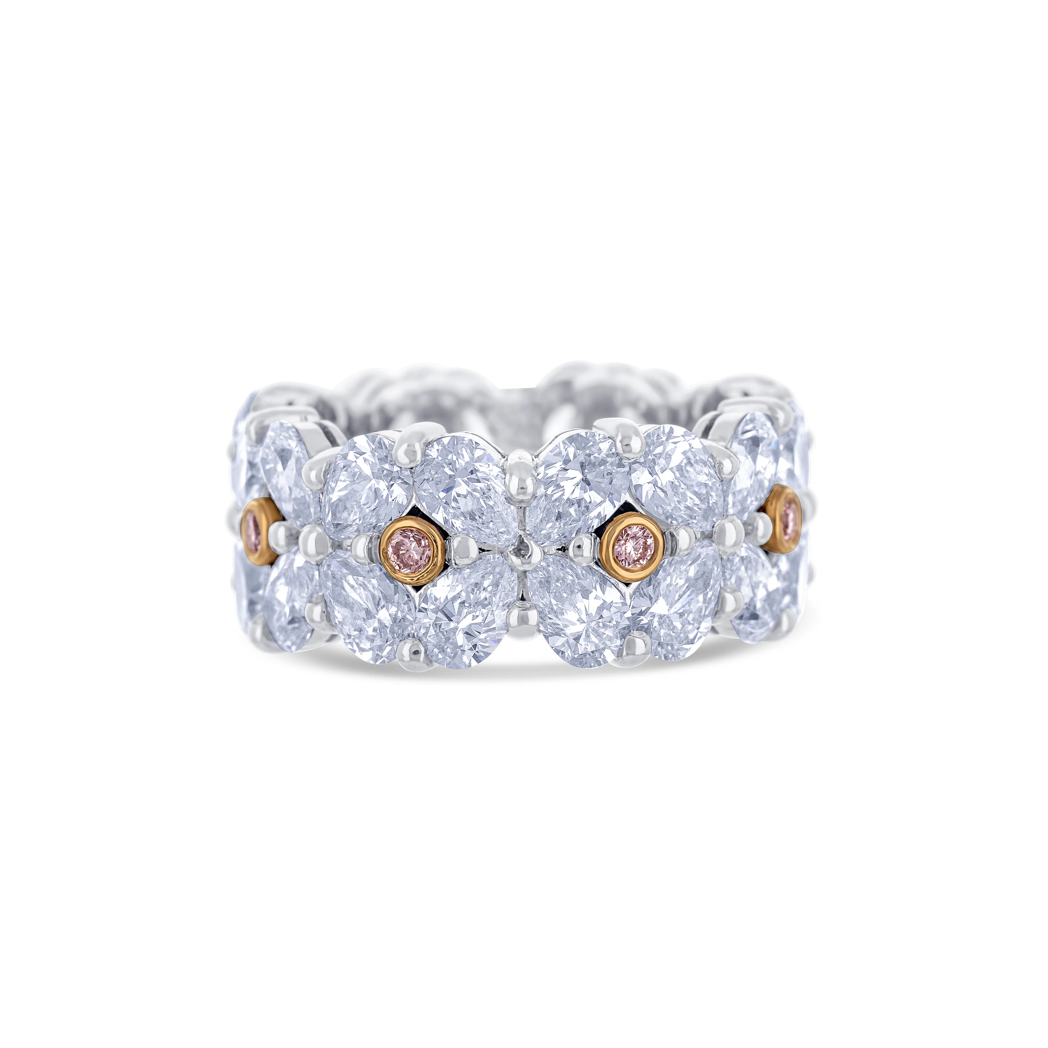 Platinum & 18K Rose Gold 3 Row Diamond Eternity Band - Image 3