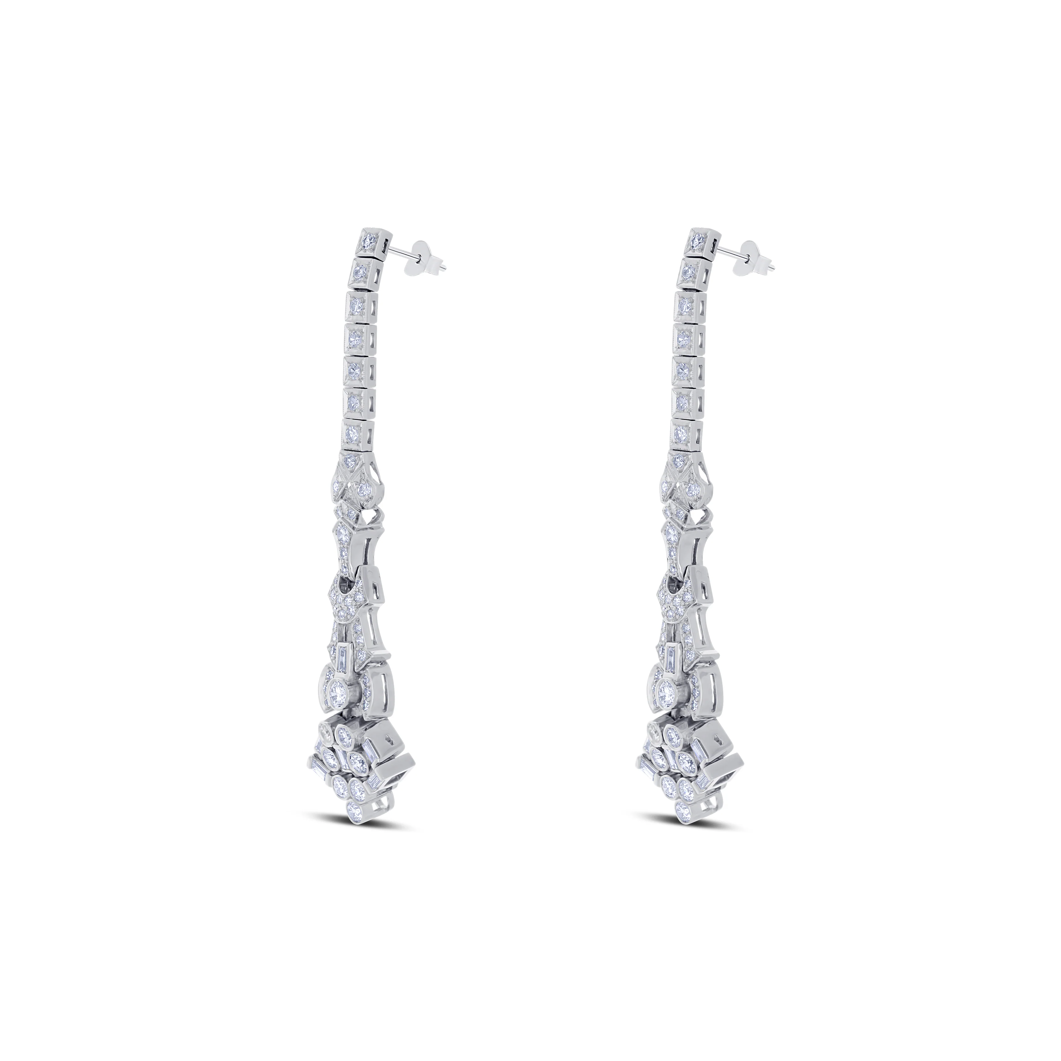 Platinum Baguette Drop Earrings - Image 2