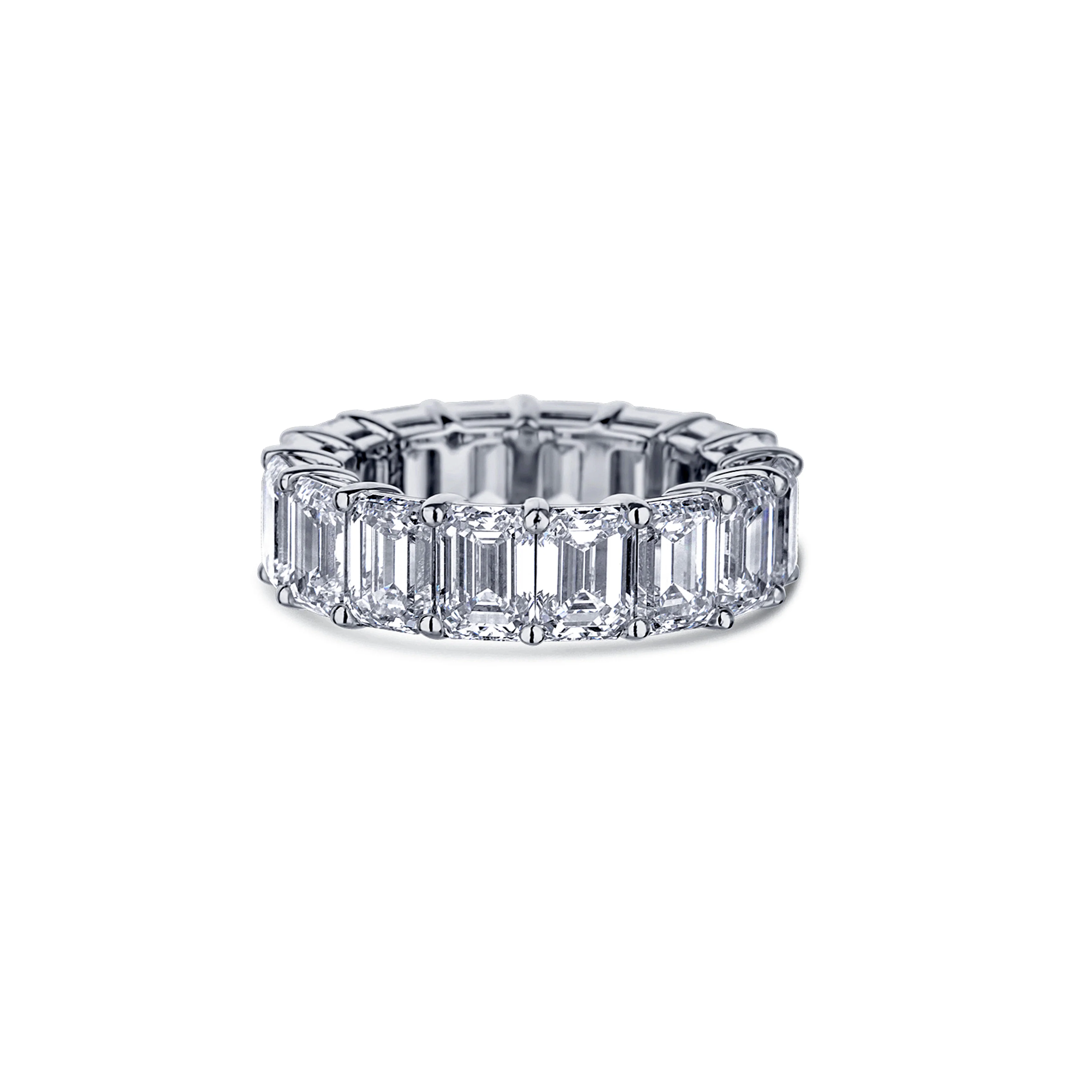 Platinum  Emerald Cut Diamond Eternity Band 12.74Ctw G-H Vs2 - Image 2