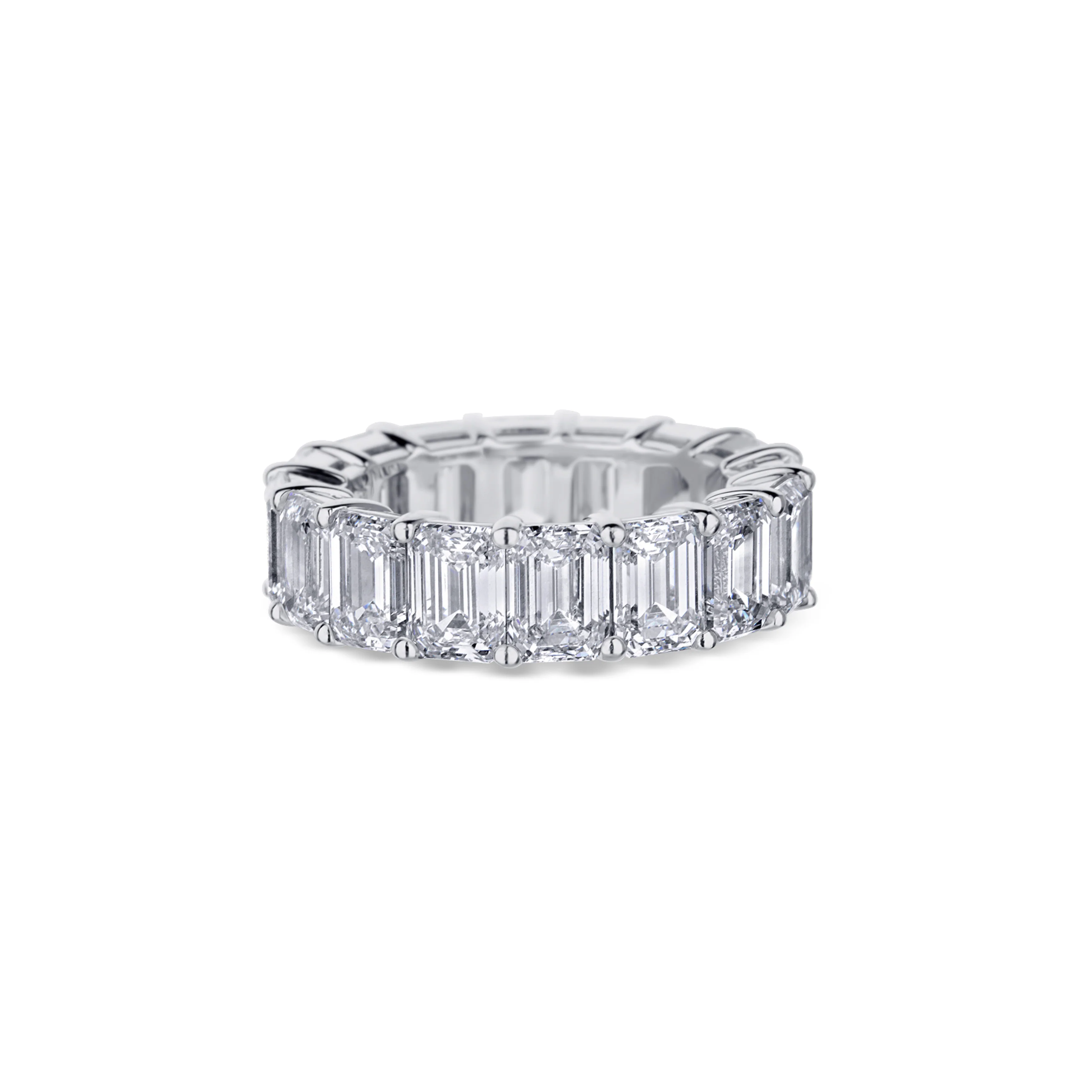 Platinum  Emerald Cut Diamond Eternity Band 12.74Ctw G-H Vs2 - Image 3