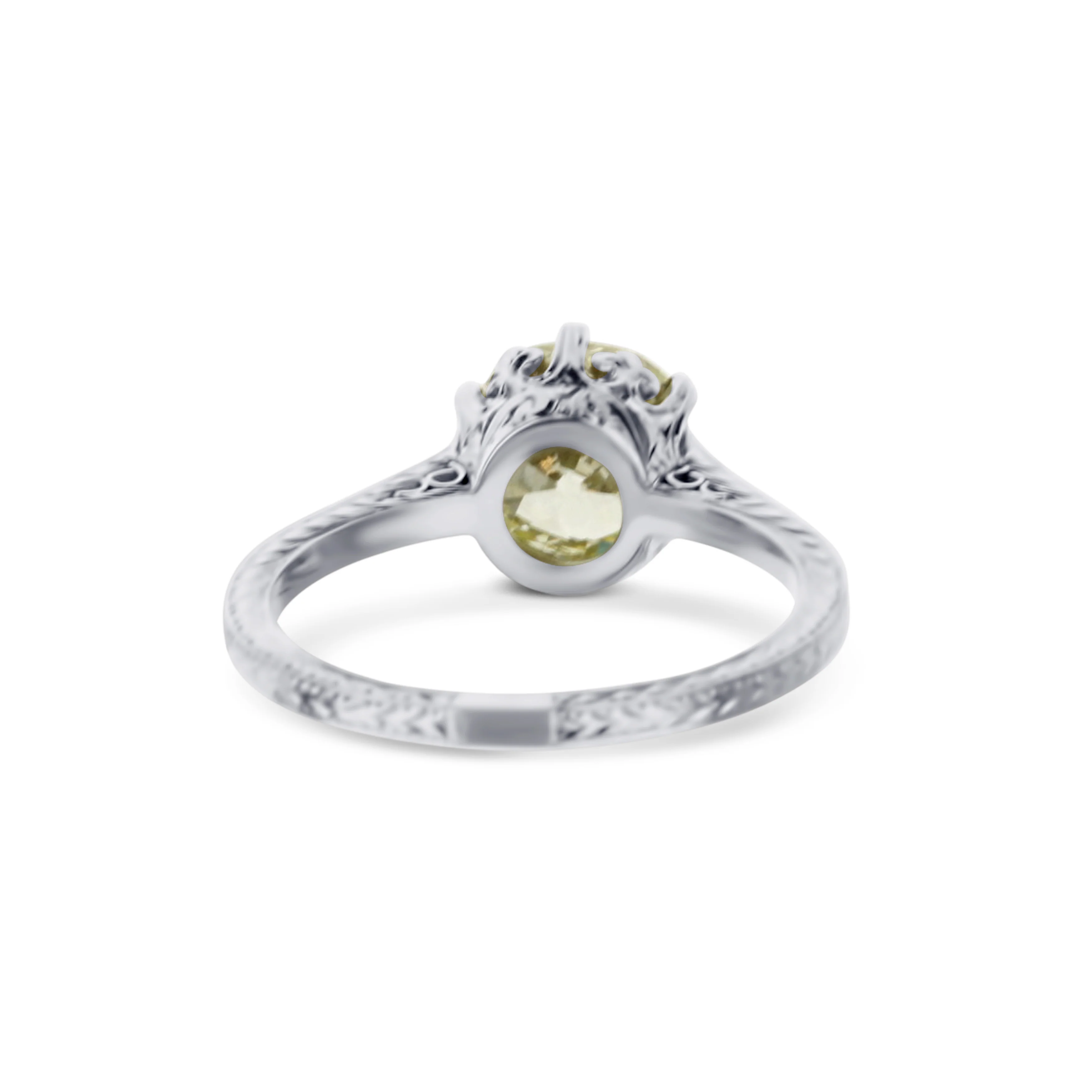Platinum Hand-Engraved Engagement Ring - Image 3