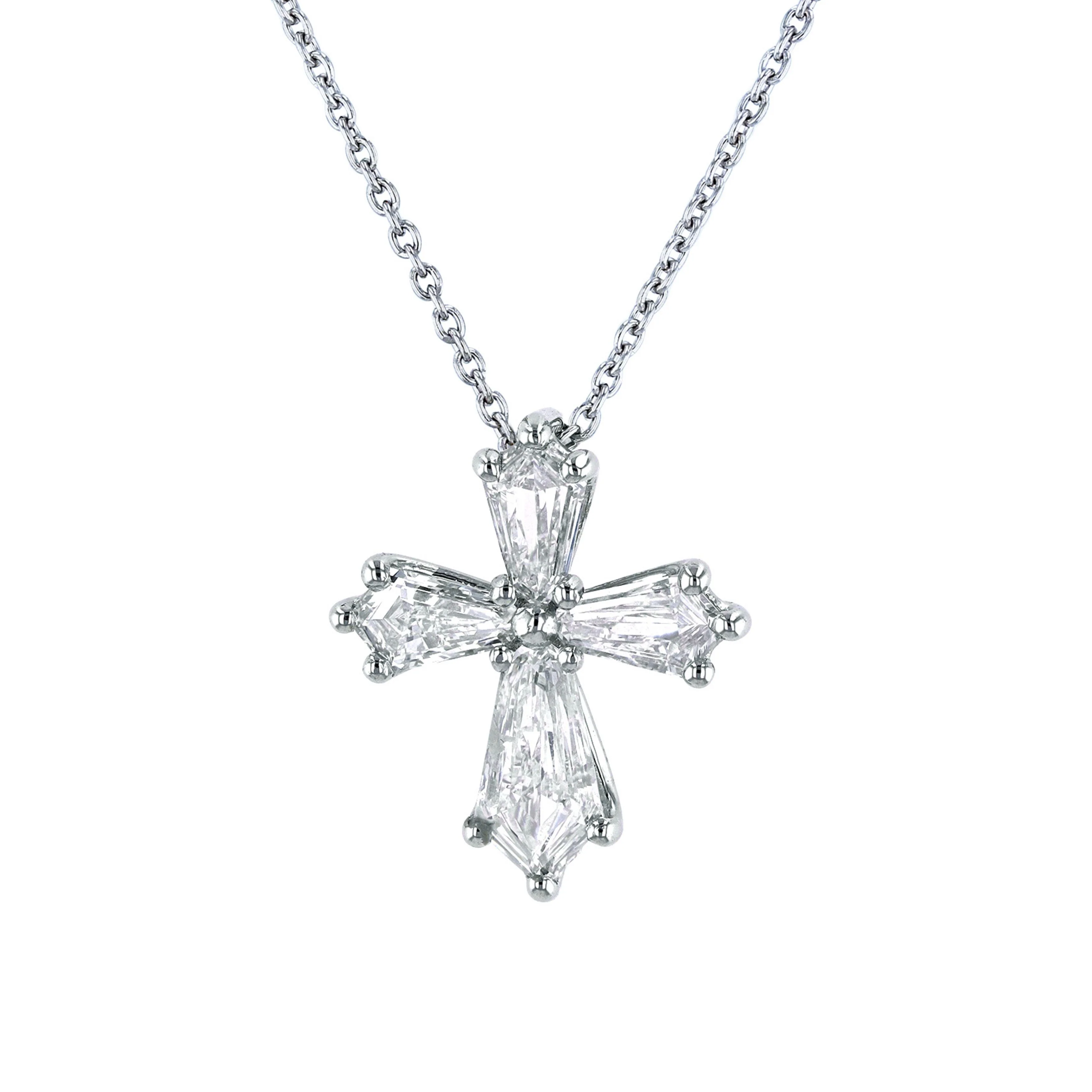 Platinum Kite Diamond Cross Pendant with Chain