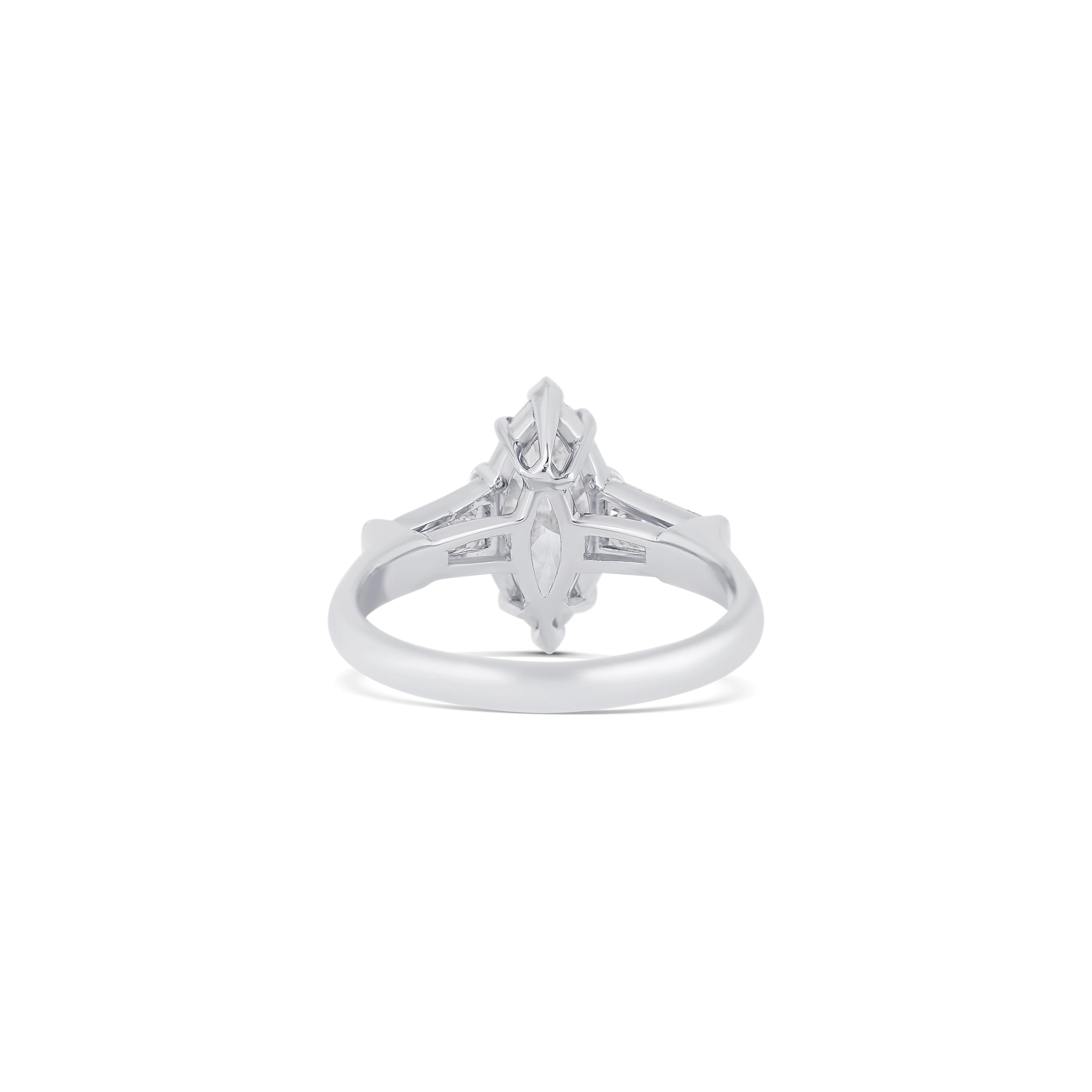 Platinum Marquise Diamond Three Stone Engagement Ring - Image 4