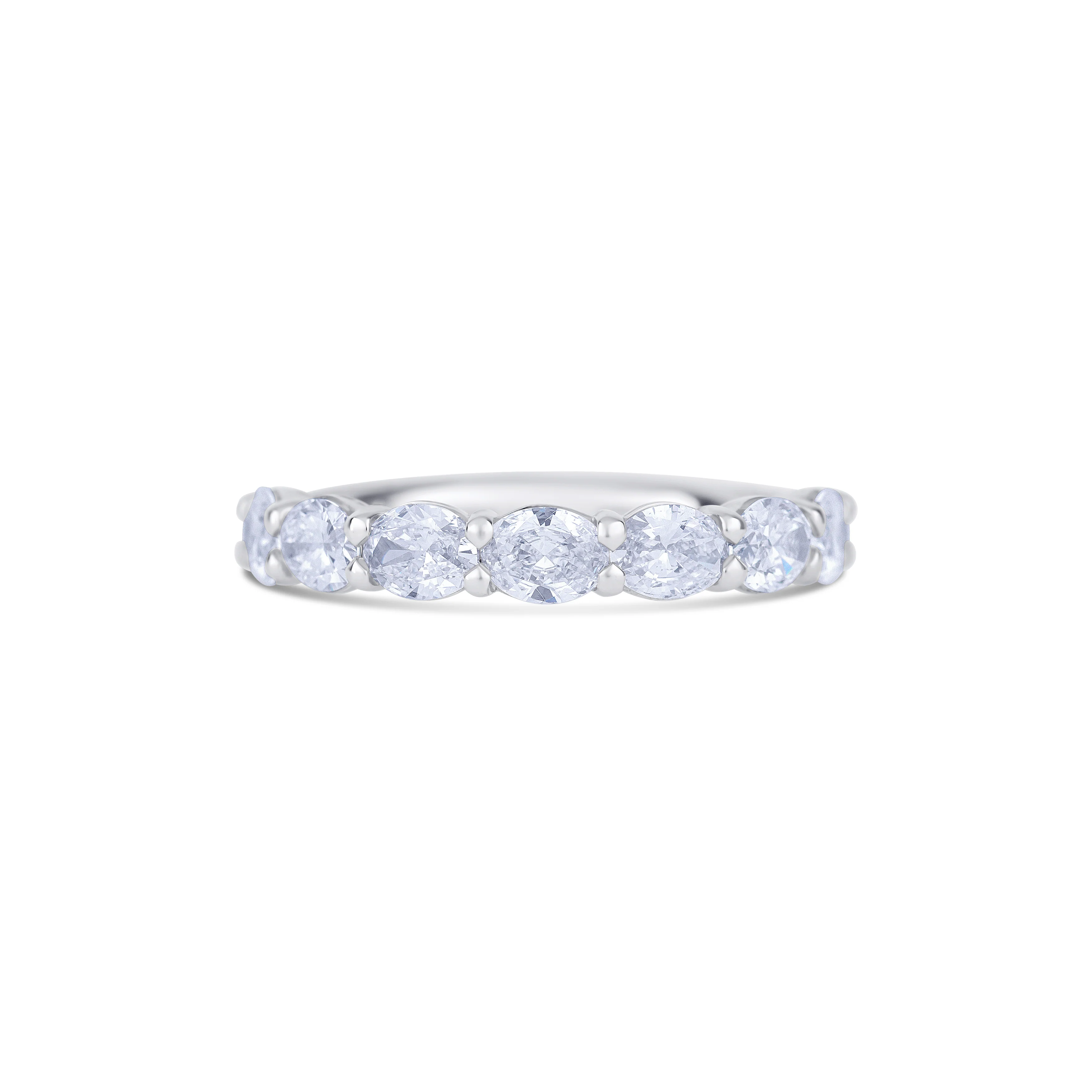 Platinum Oval Half Way Diamond Wedding Band