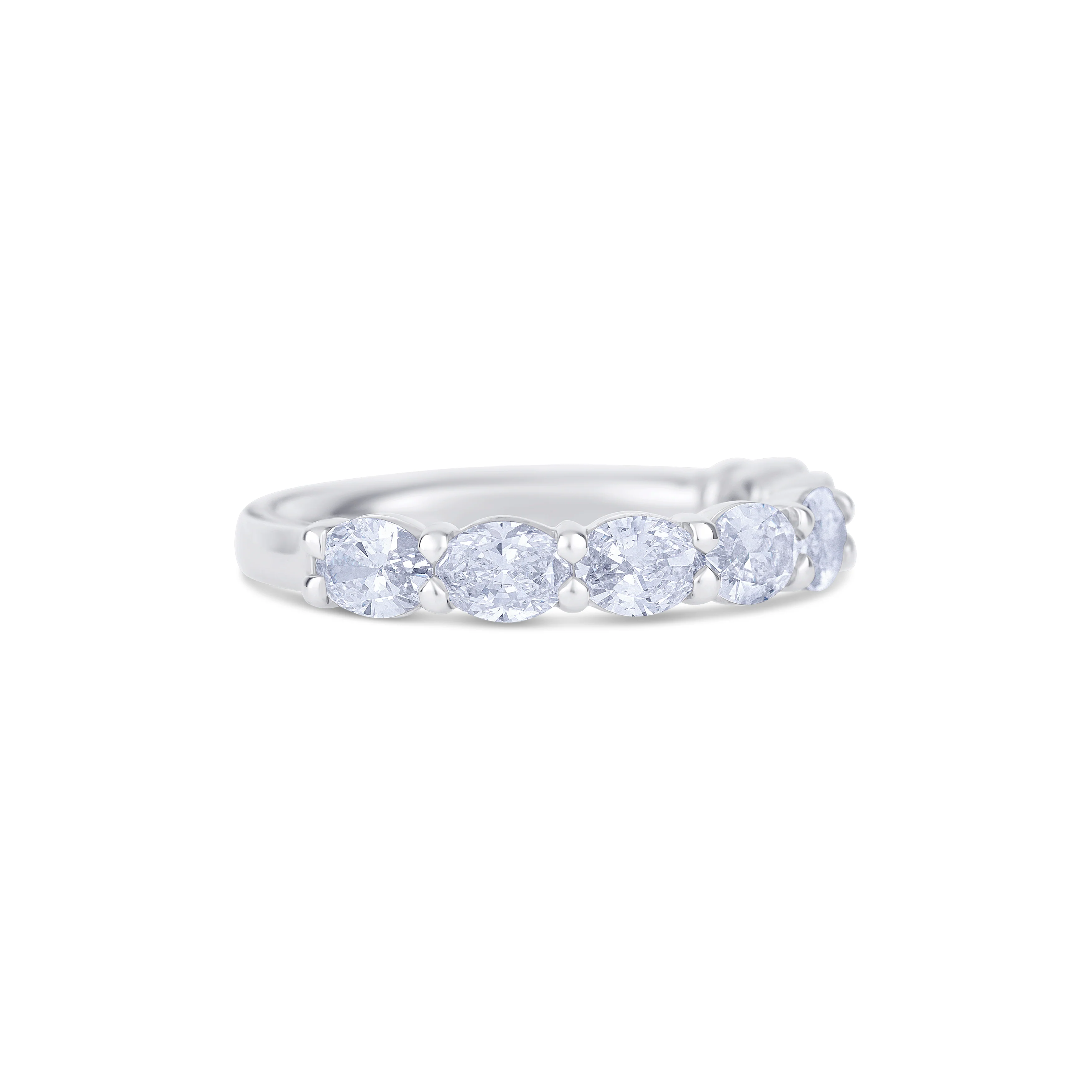 Platinum Oval Half Way Diamond Wedding Band - Image 2
