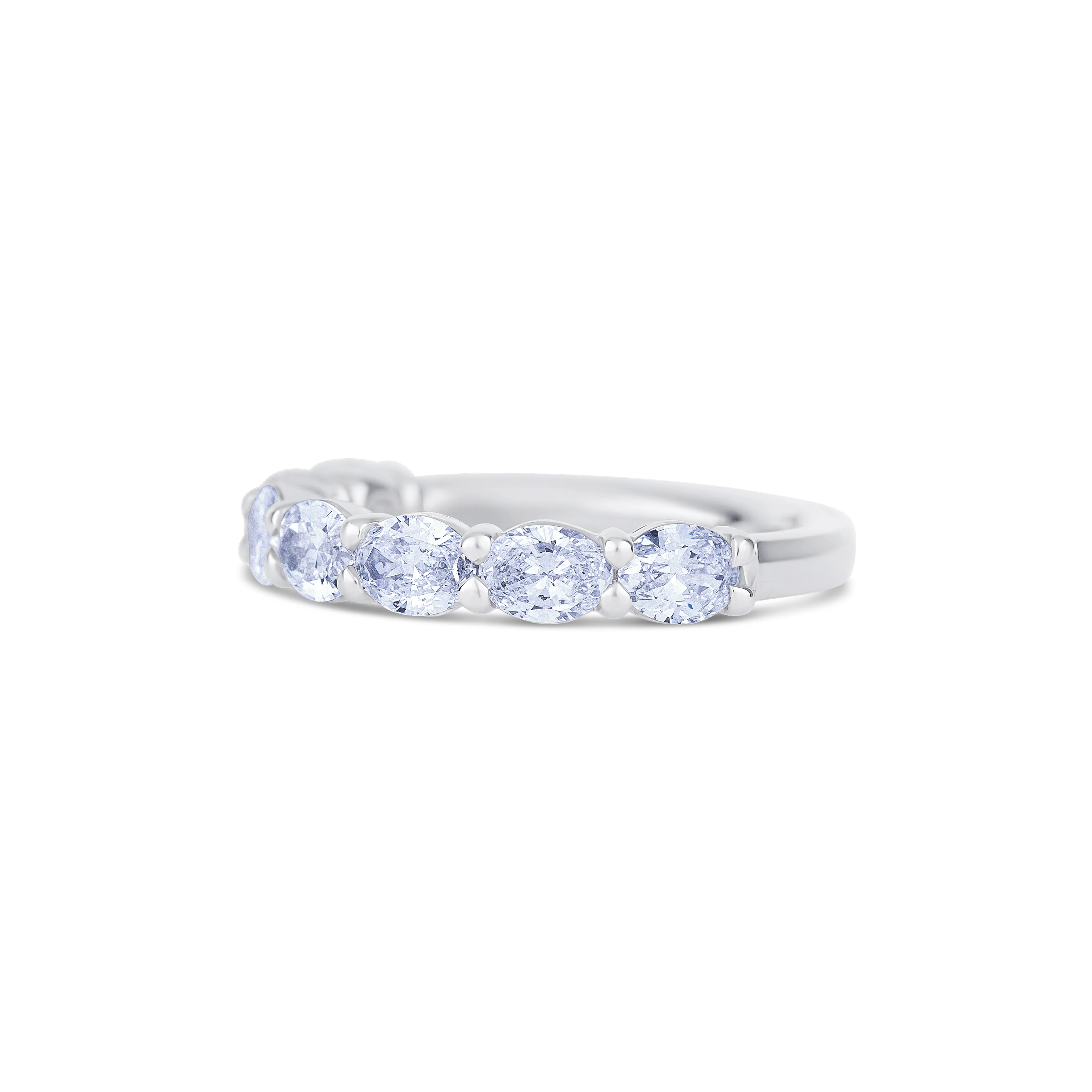 Platinum Oval Half Way Diamond Wedding Band - Image 3
