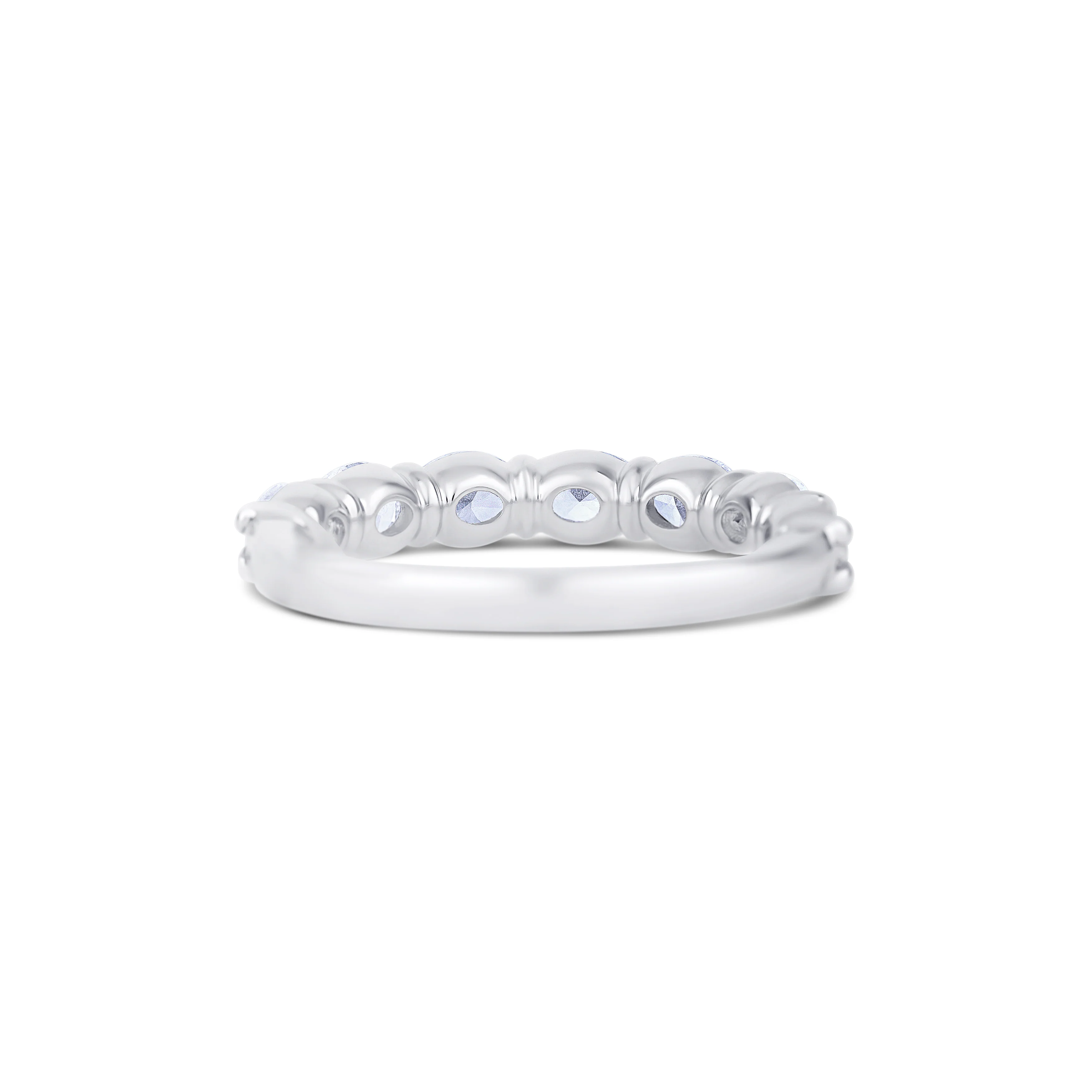 Platinum Oval Half Way Diamond Wedding Band - Image 4