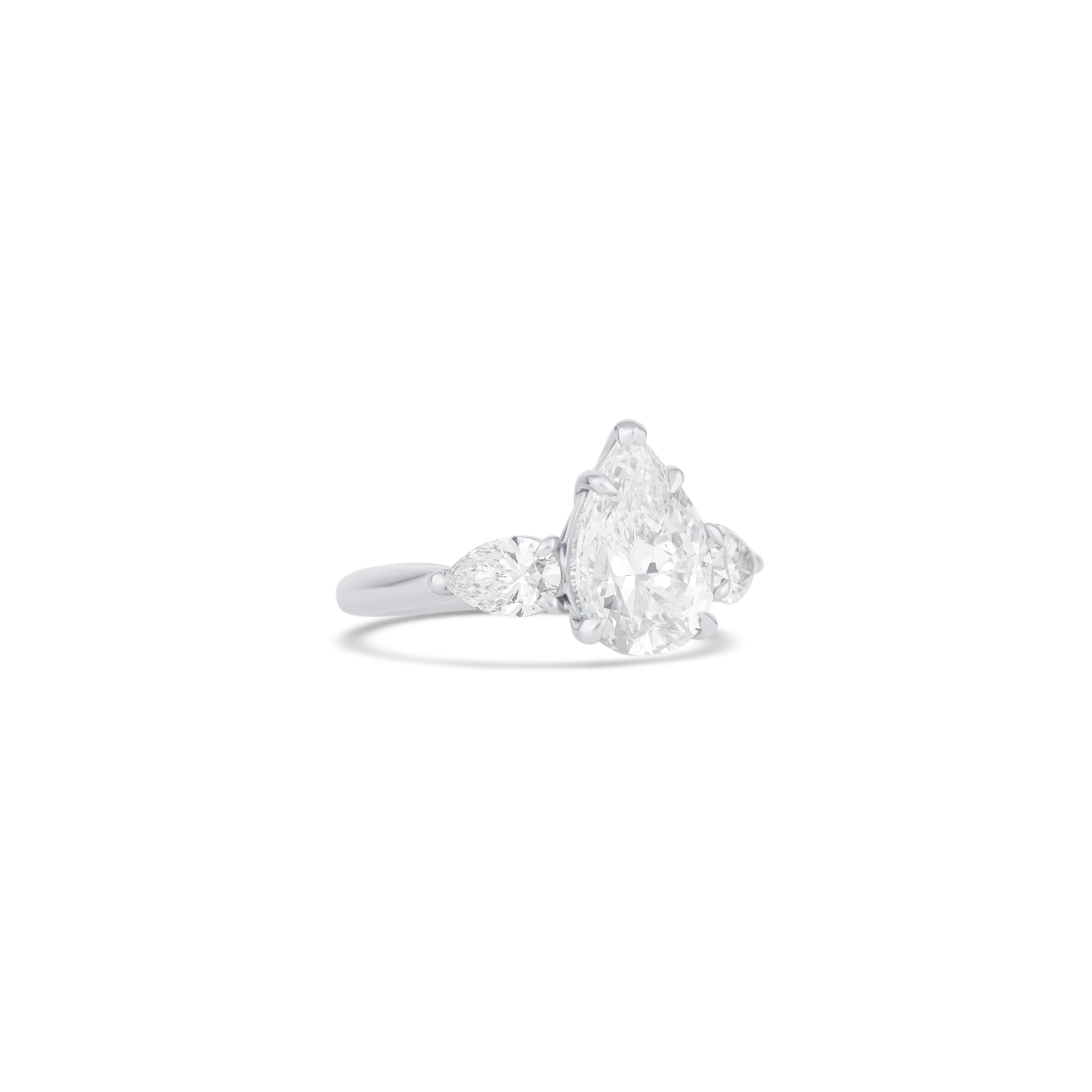 Platinum Pear Diamond Three Stone Engagement Ring - Image 3
