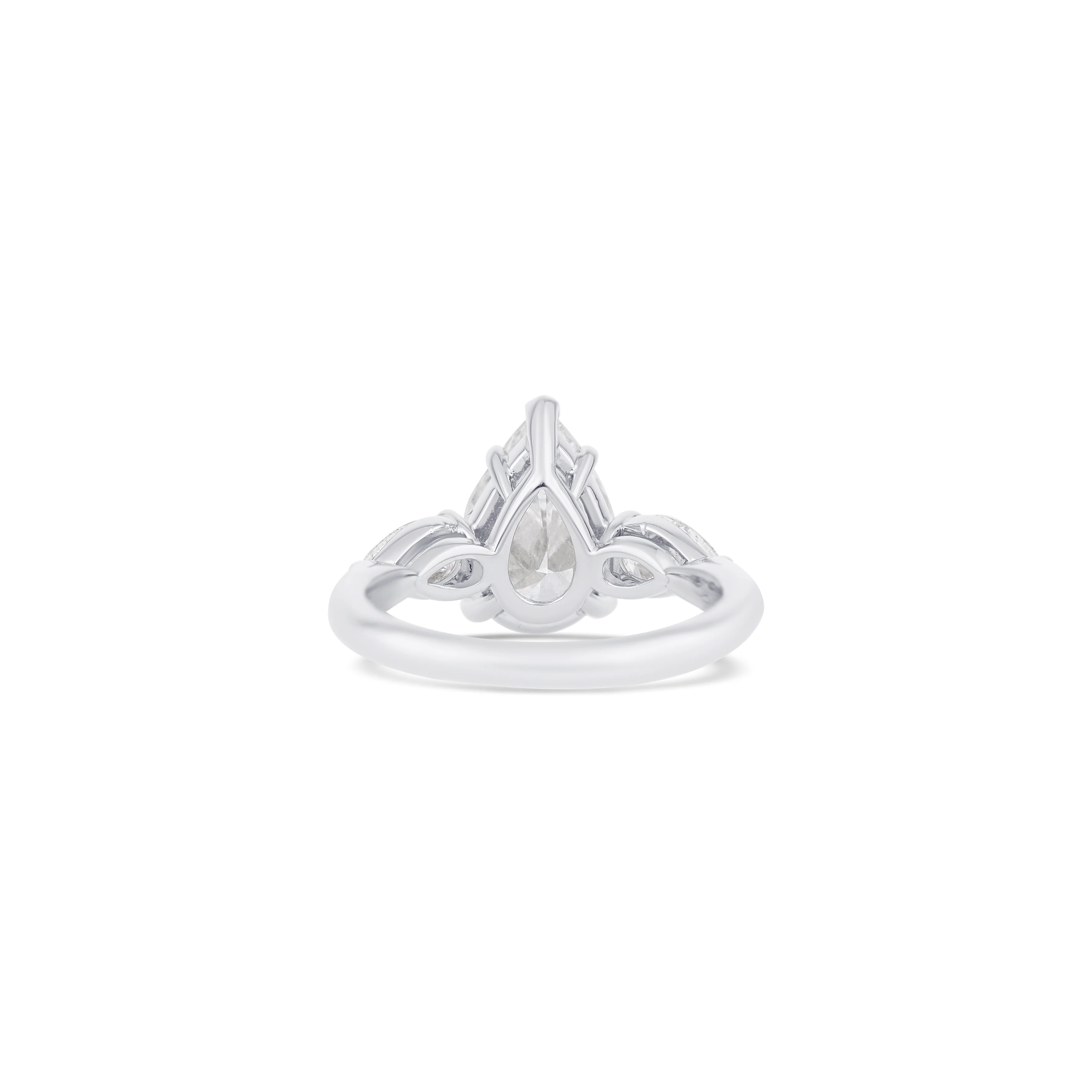 Platinum Pear Diamond Three Stone Engagement Ring - Image 4
