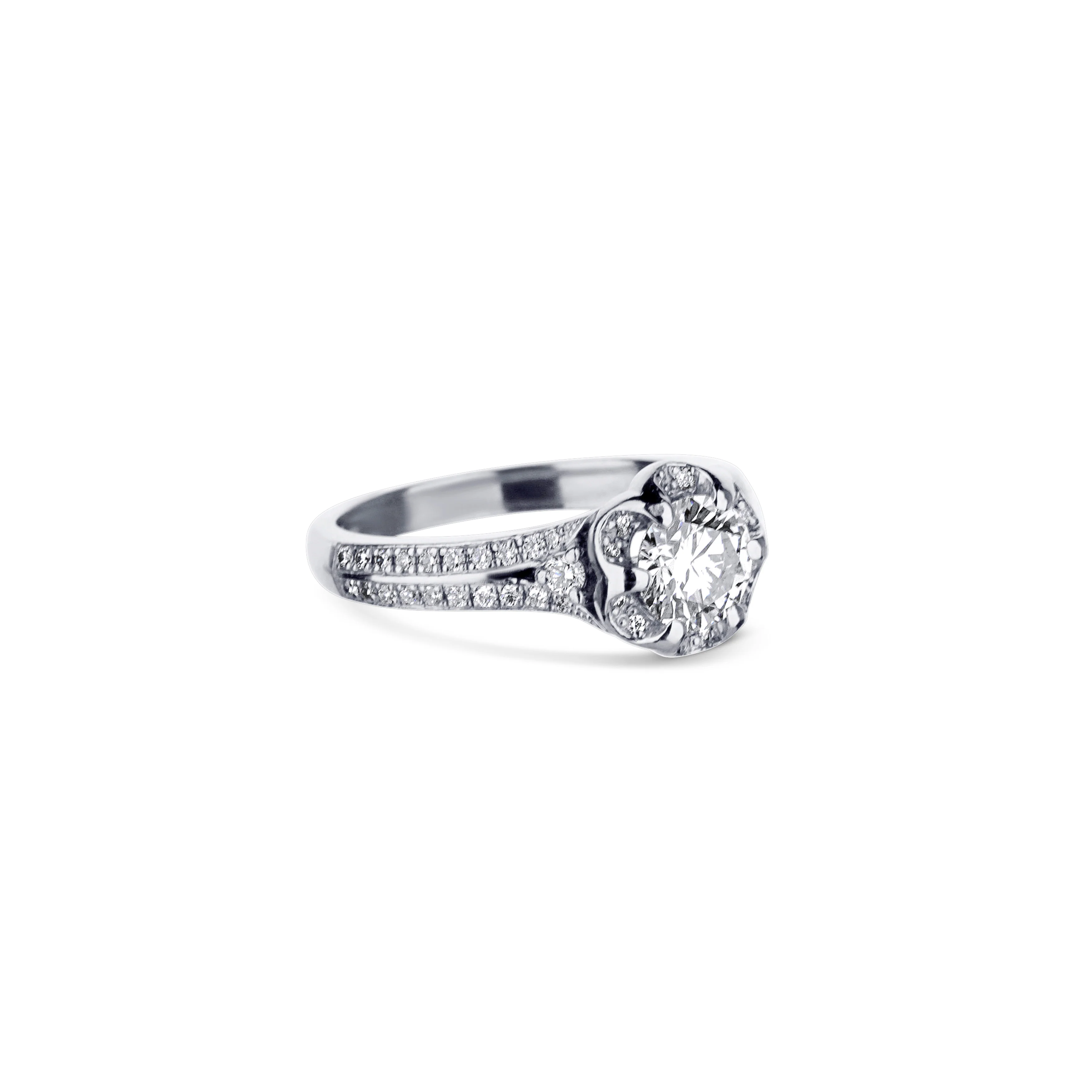 Platinum Round Brilliant Cut Diamond Engagement Ring - Image 3