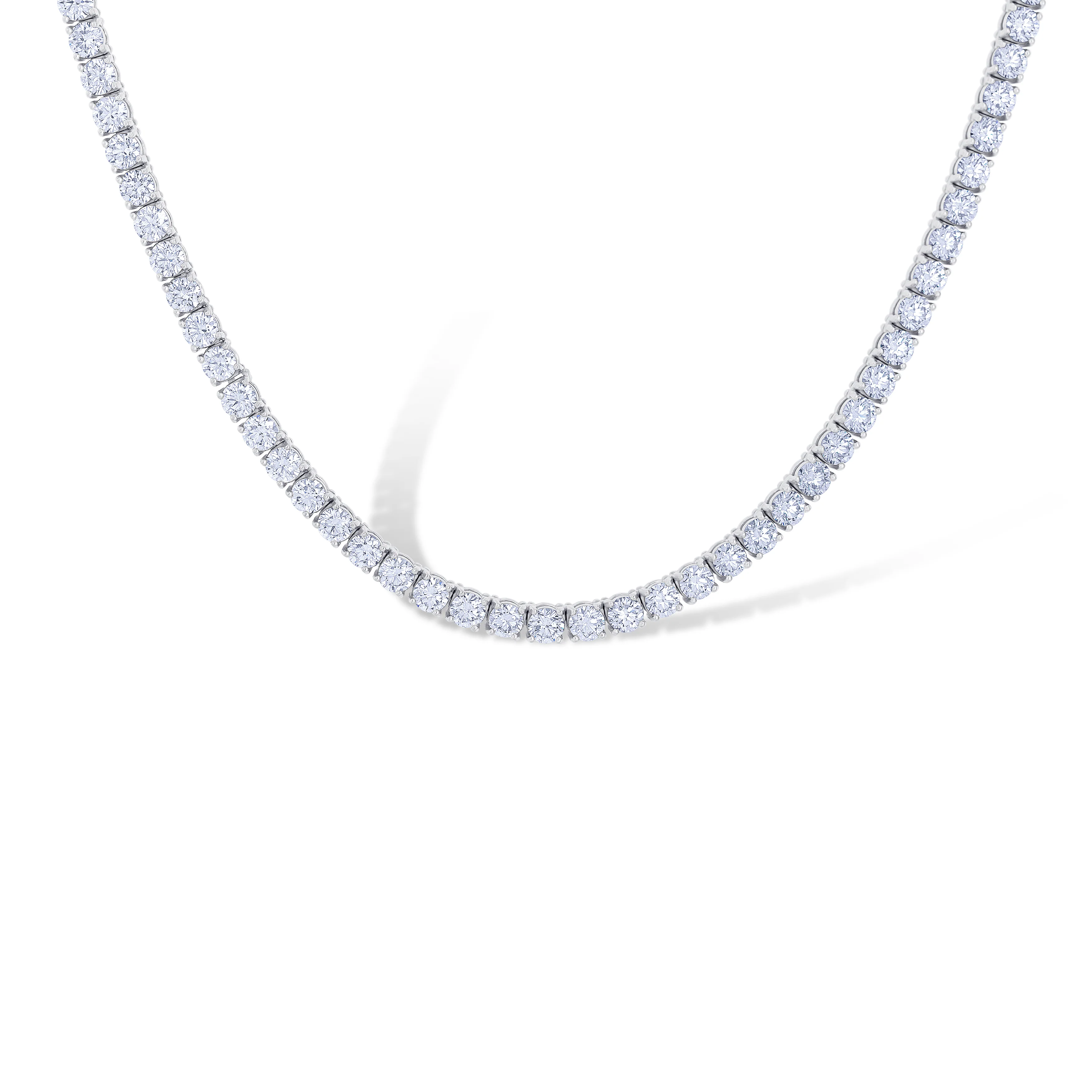 Platinum Round Cut Diamond Tennis Necklace