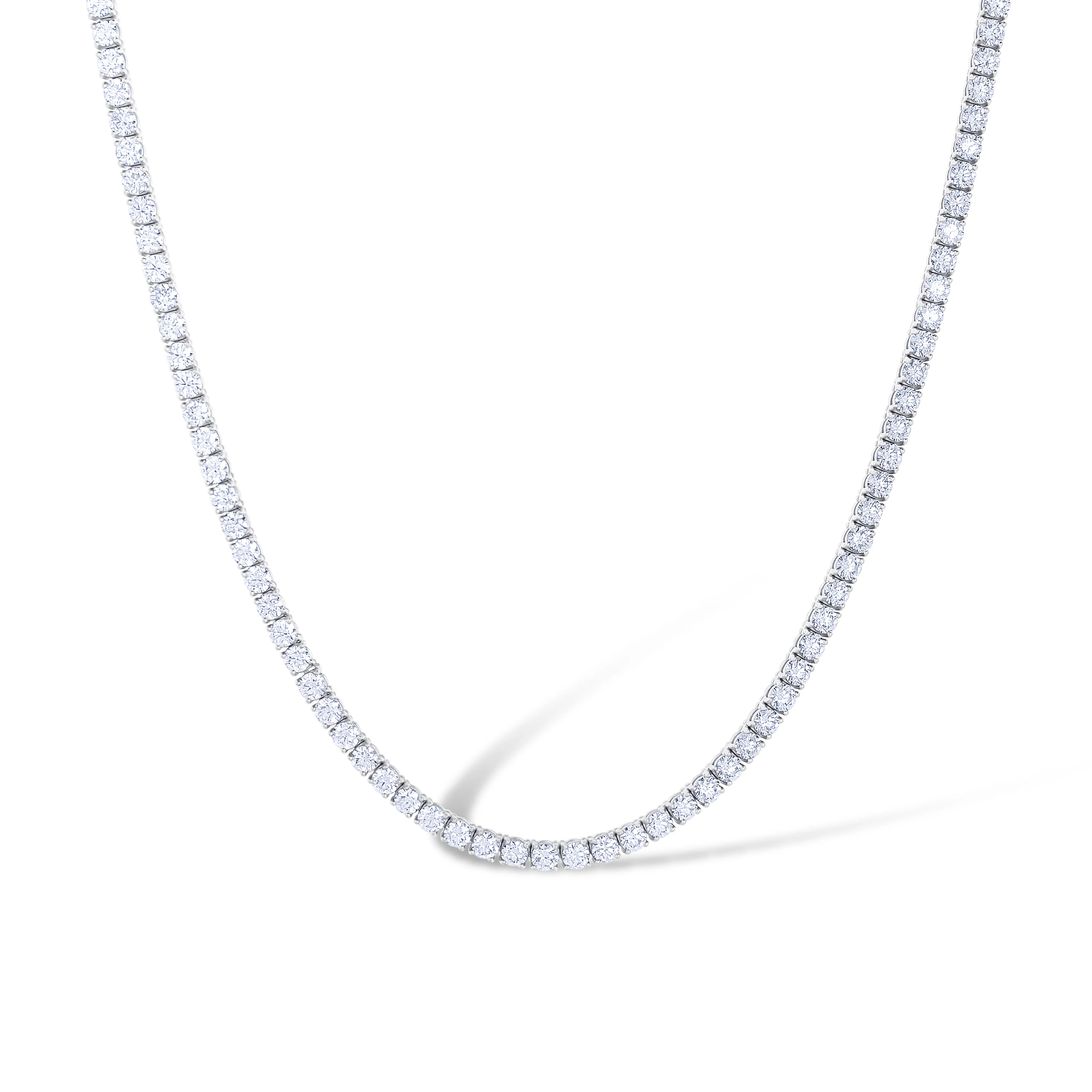 Platinum Round Cut Diamond Tennis Necklace - Image 2