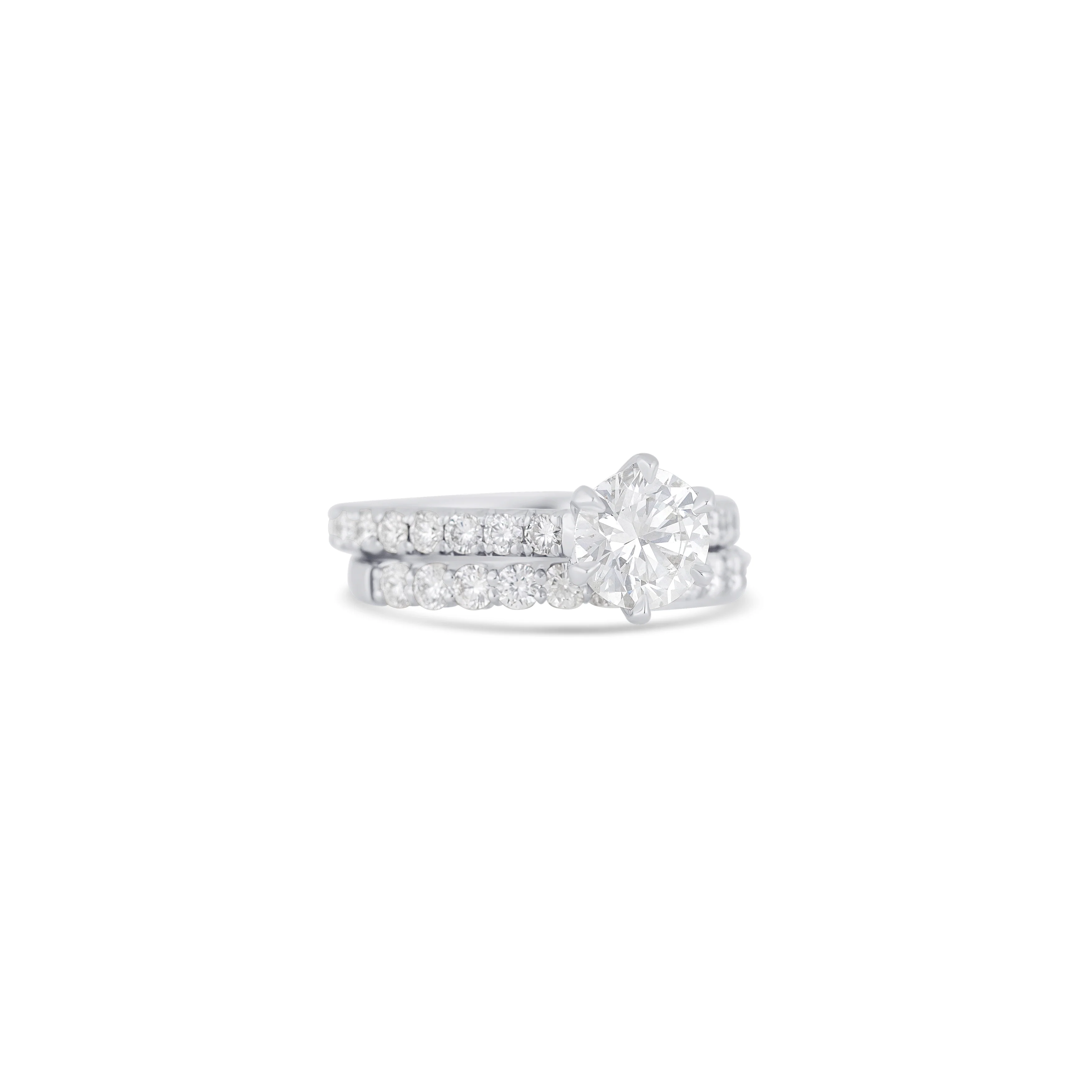 Platinum Round Diamond with Halfway Band Engagement Ring - Image 3