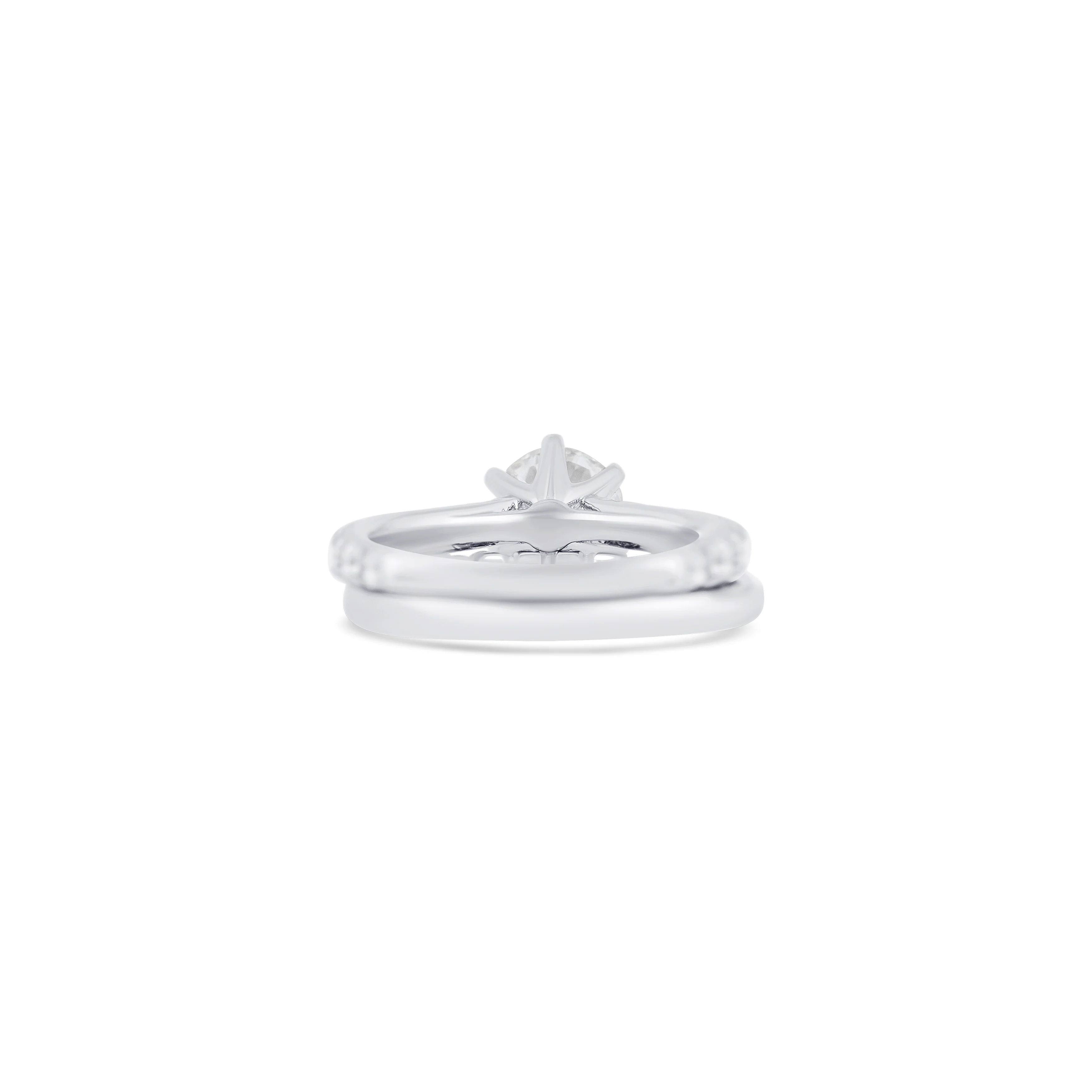 Platinum Round Diamond with Halfway Band Engagement Ring - Image 4