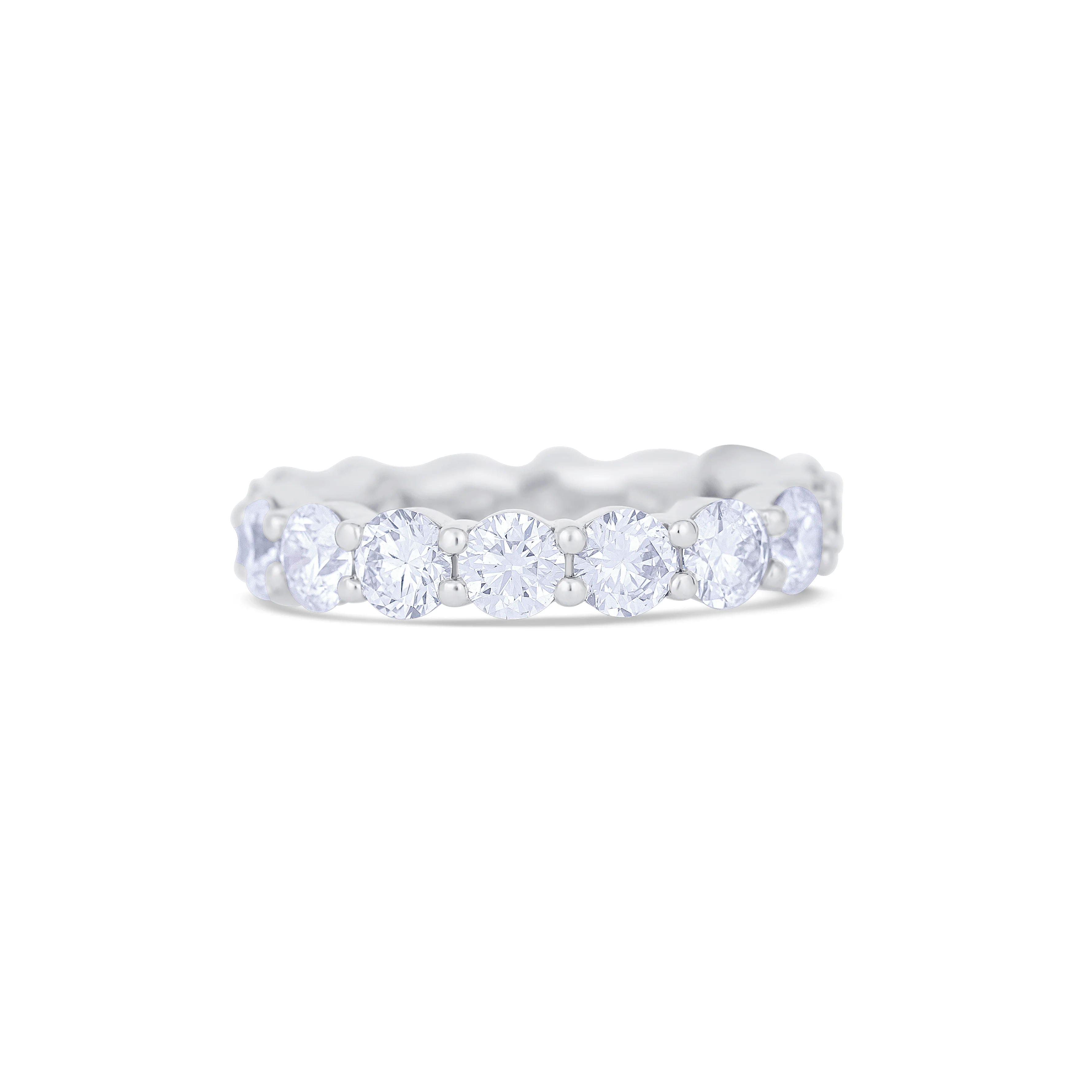 Platinum Shared Prong Round Cut Diamond Wedding Band - Image 2