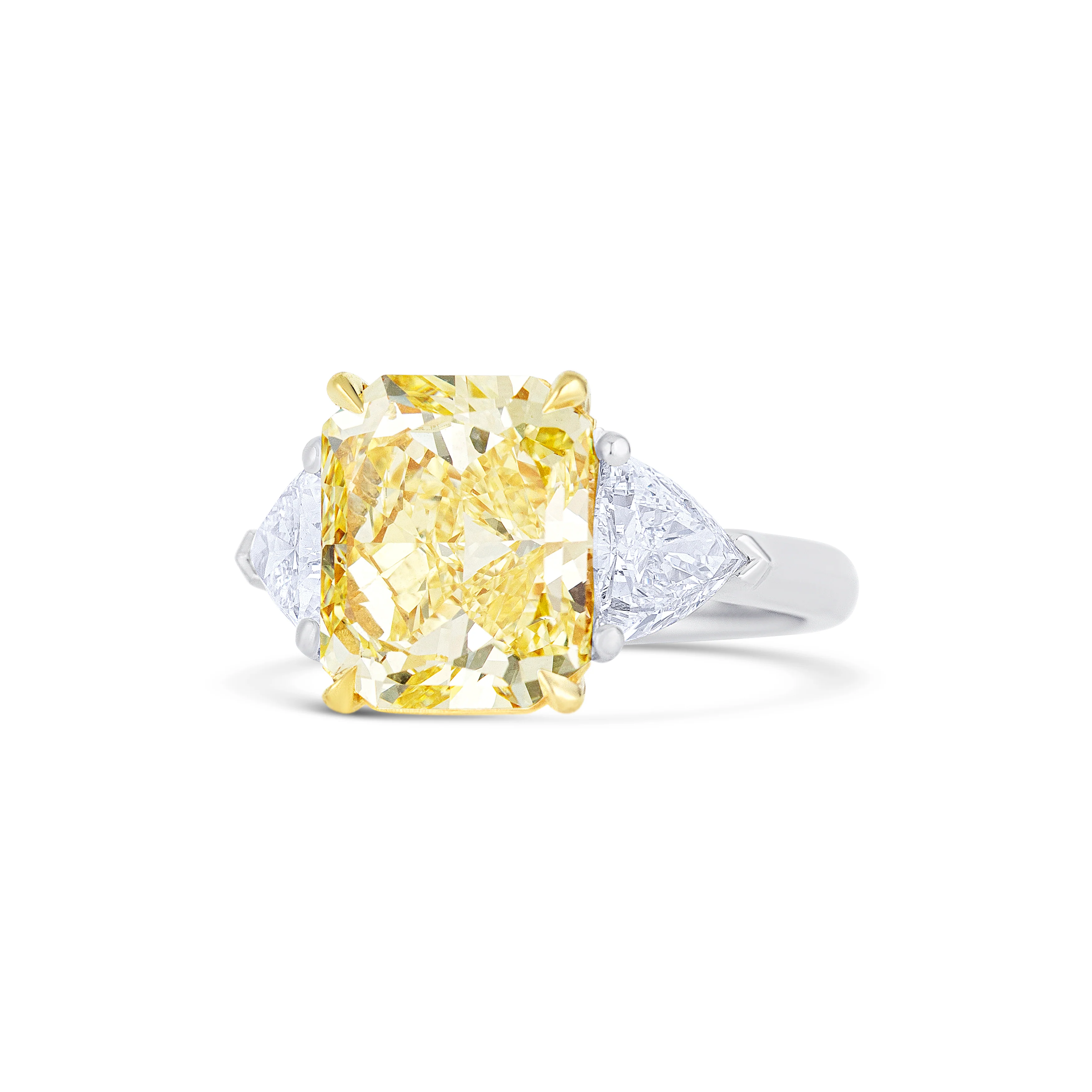 Platinum Three-Stone Fancy Yellow Radiant Diamond Engagement Ring - Image 2