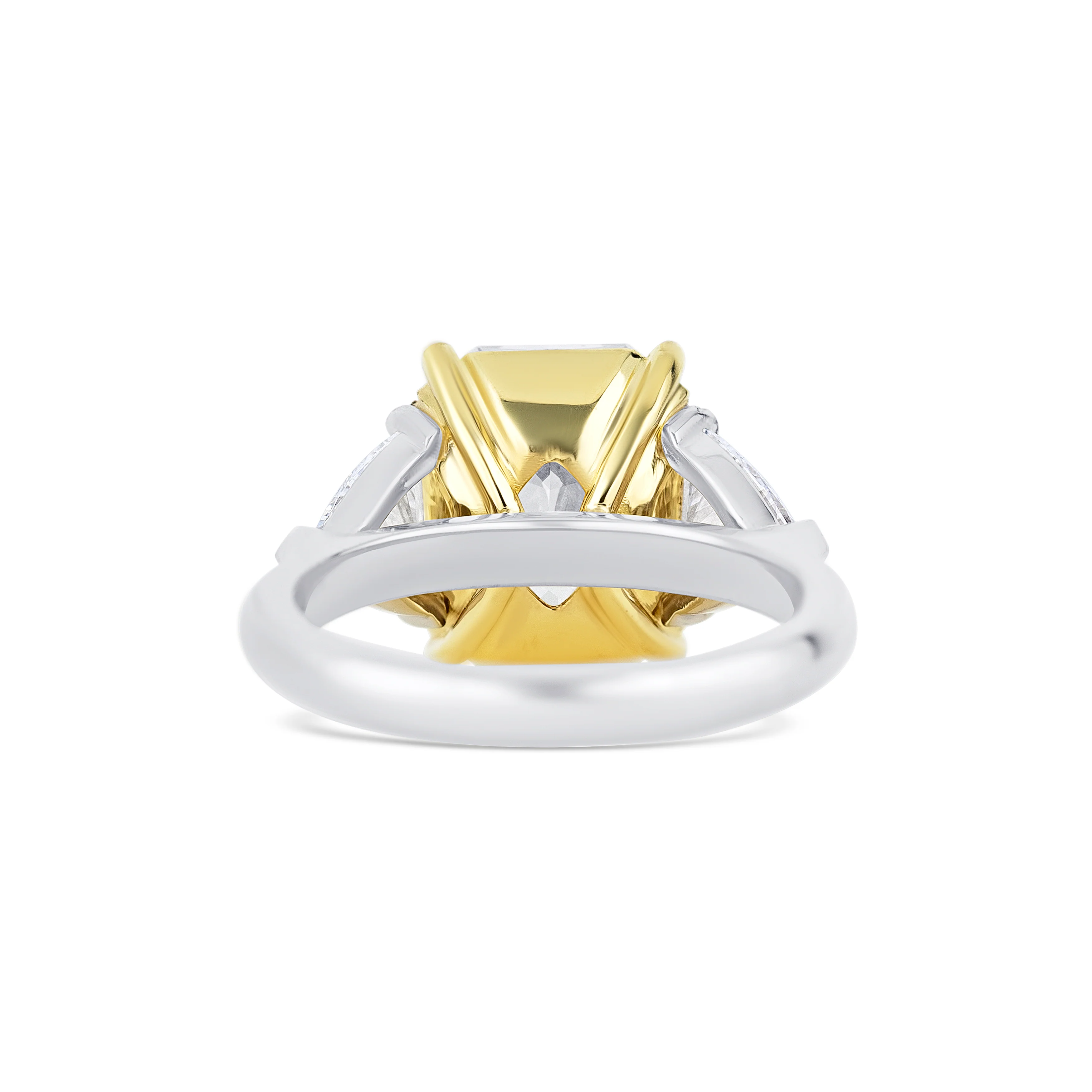 Platinum Three-Stone Fancy Yellow Radiant Diamond Engagement Ring - Image 4