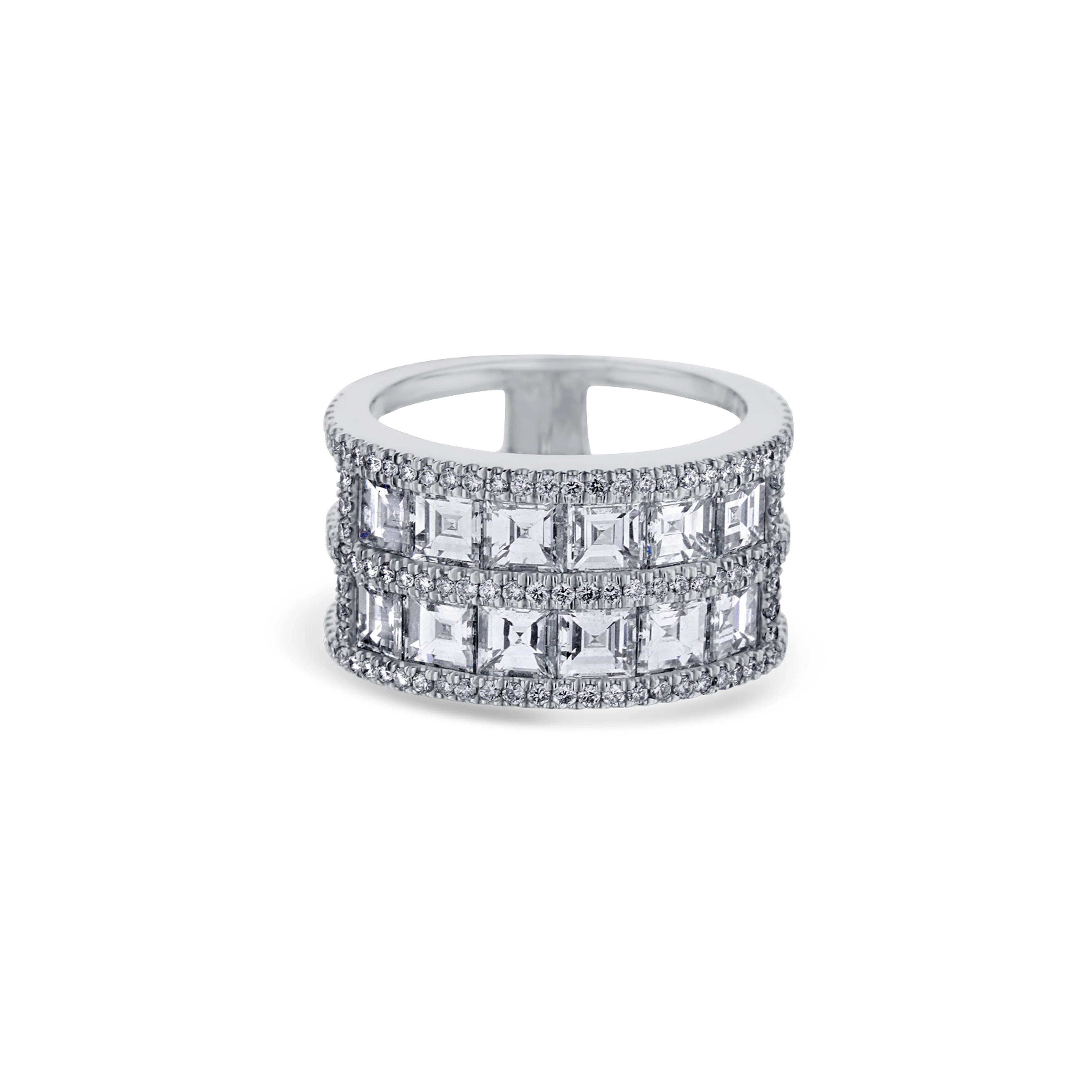 Platinum Two Row Channel Set Blazer Cut Diamond Band