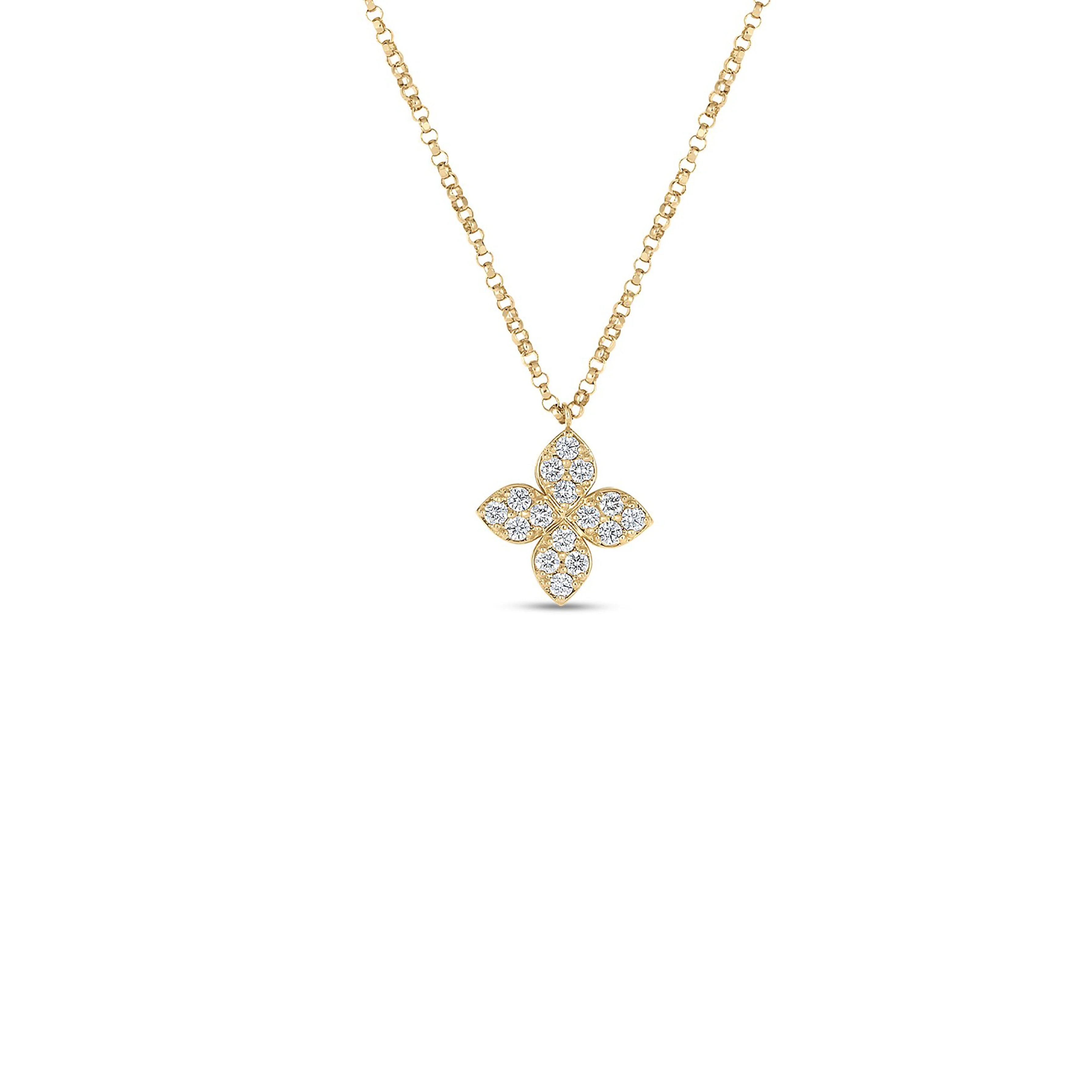 Roberto Coin 18k Yellow Gold Love by the Inch Diamond Flower Necklace - Image 2