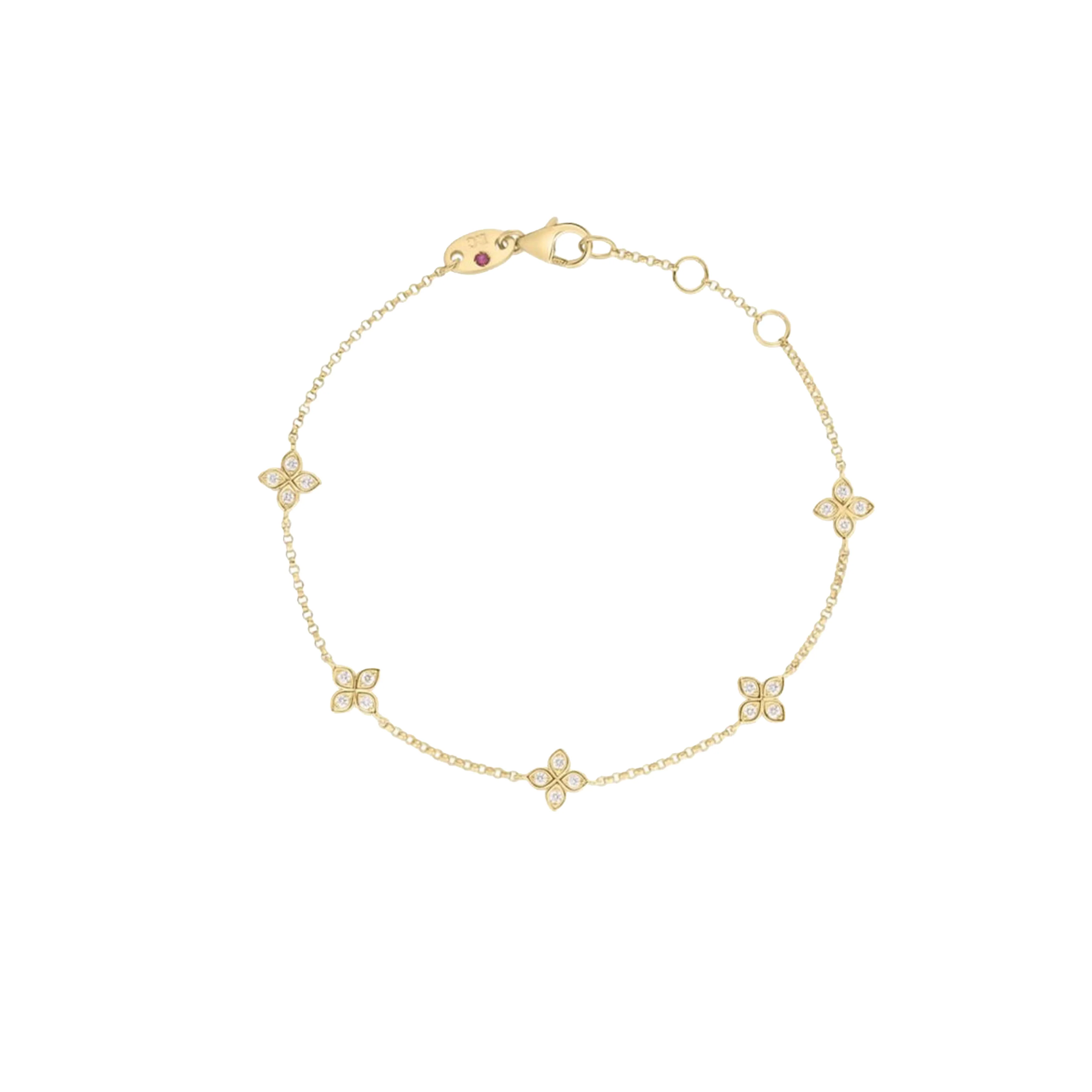 Roberto Coin 18k Yellow Gold Love in Verona Five Station Diamond Bracelet