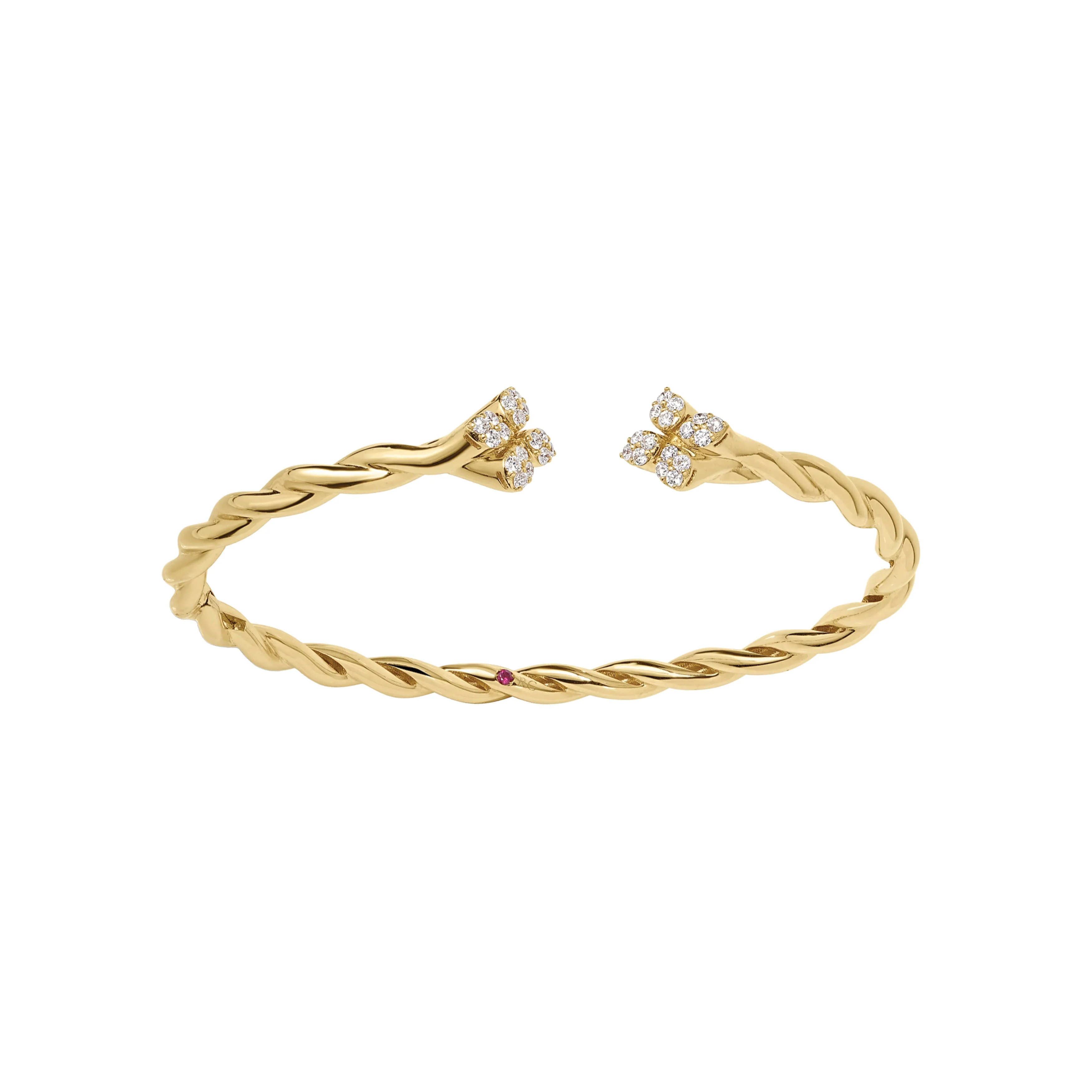 Roberto Coin 18k Yellow Gold Love in Verona Twist Diamond Cuff Bracelet