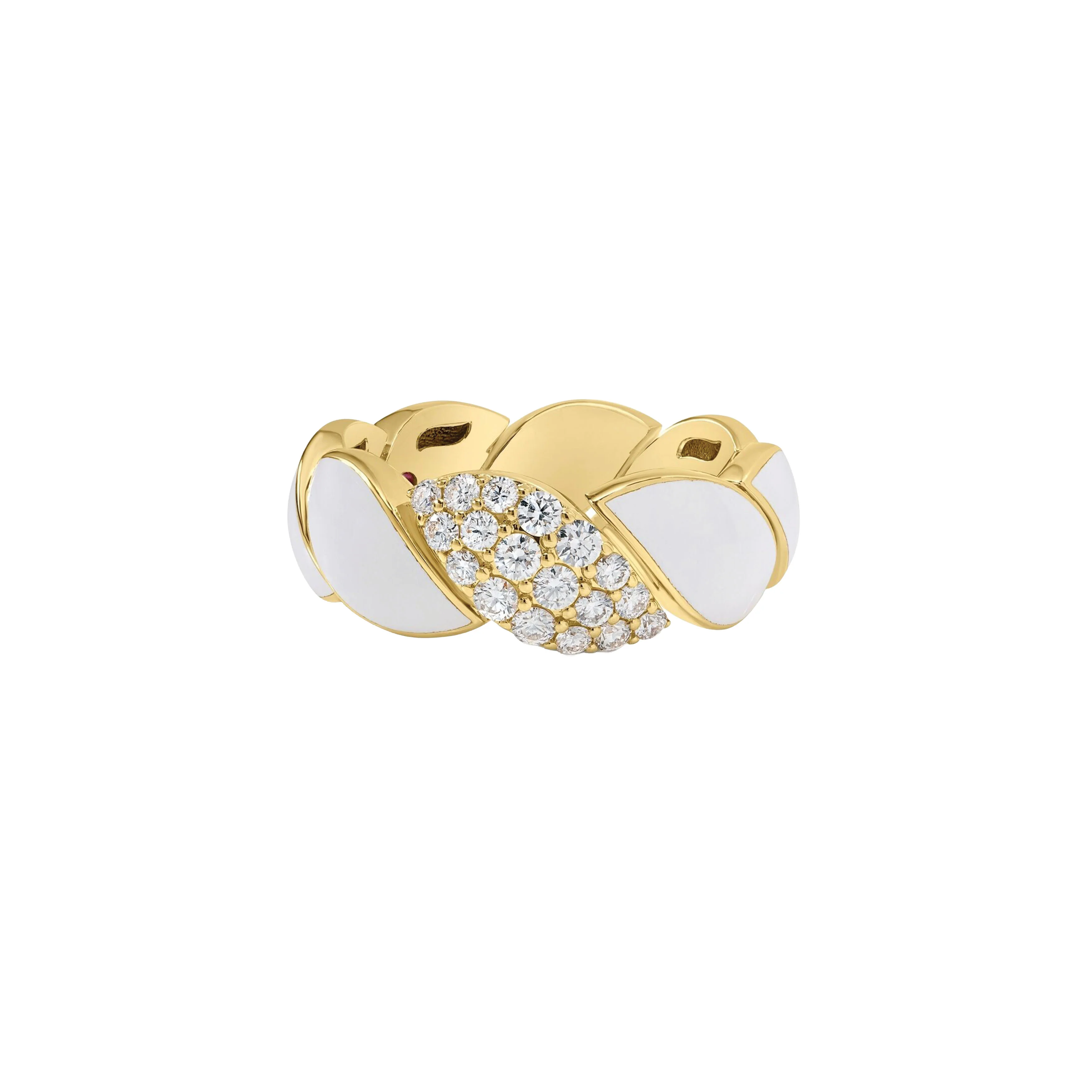 Roberto Coin 18k Yellow Gold San Marco Diamond and White Enamel Ring
