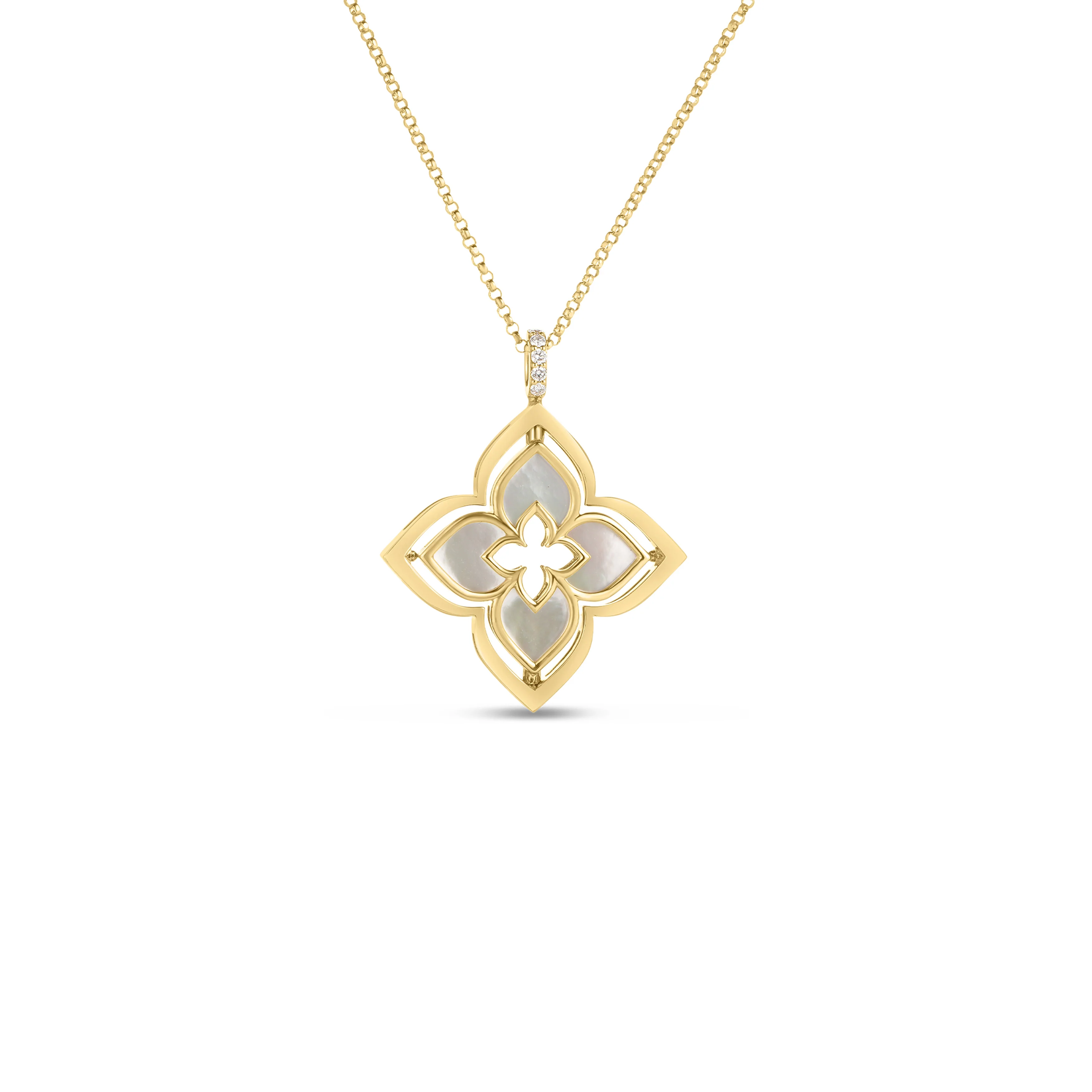 Roberto Coin Venetian Princess 18K Yellow Gold Mother Of Pearl Pirouette Necklace