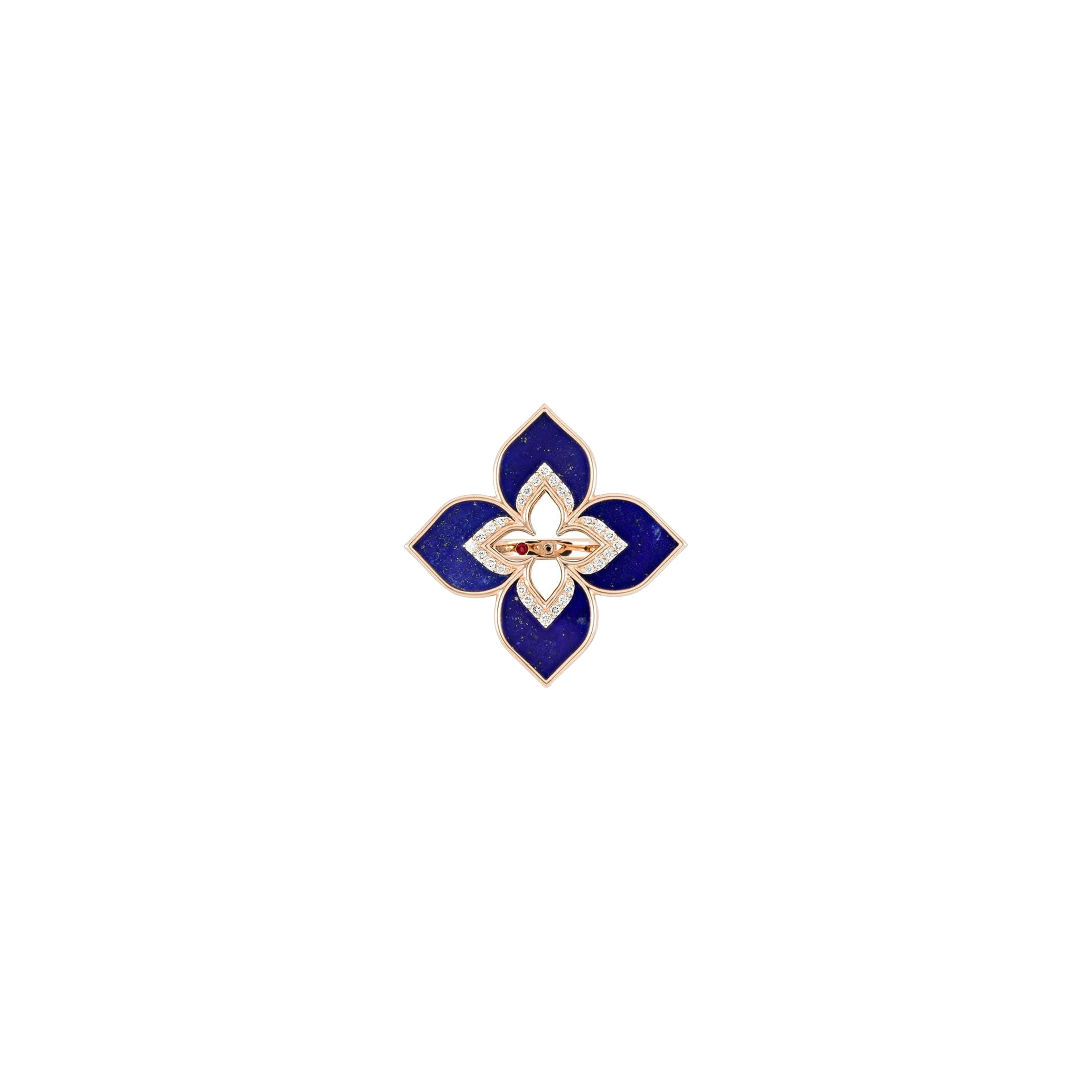 Roberto Coin Venetian Princess Lapis 18K Rose Gold Round Diamond Ring