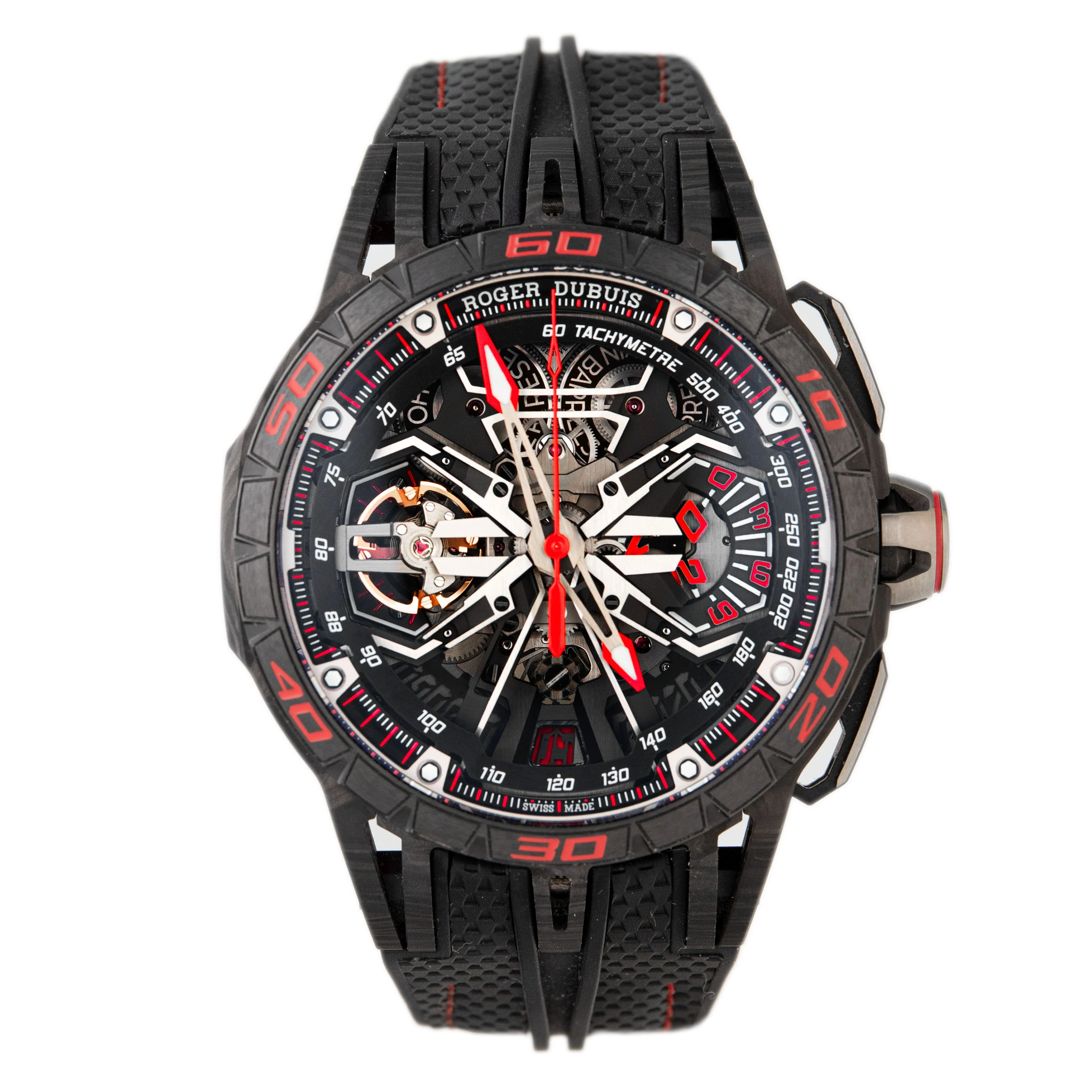 Roger Dubuis Excalibur Spider Flyback Chronograph Carbon Skeleton Dial 45mm DBEX1046 Full Set