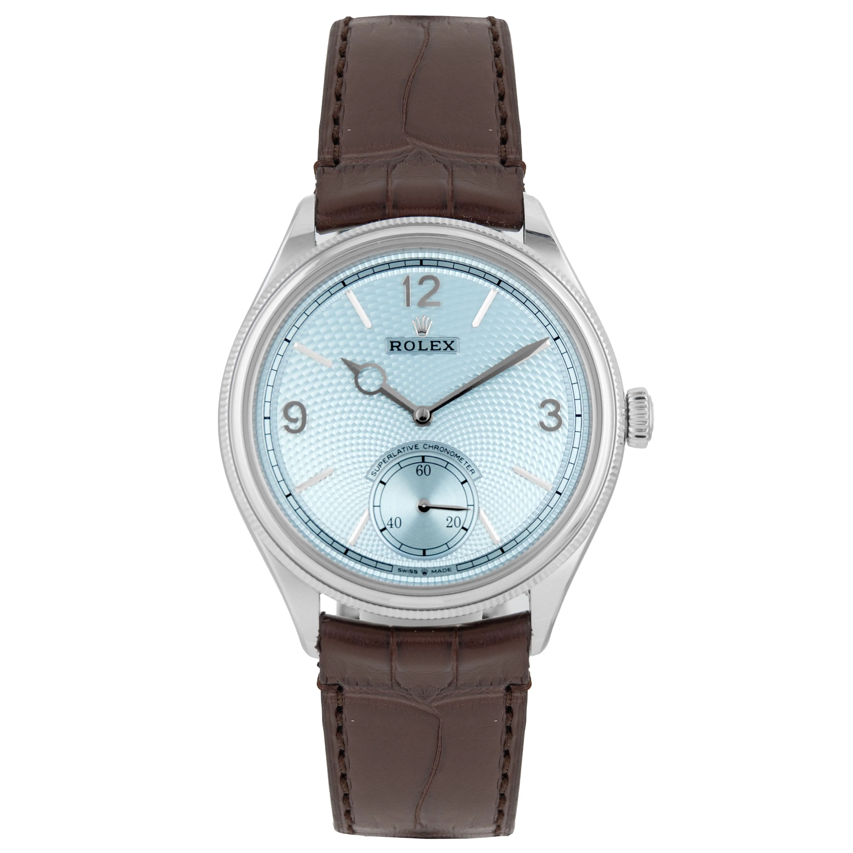 Rolex 1908 Platinum Ice Blue Dial 39mm 52506 Full Set
