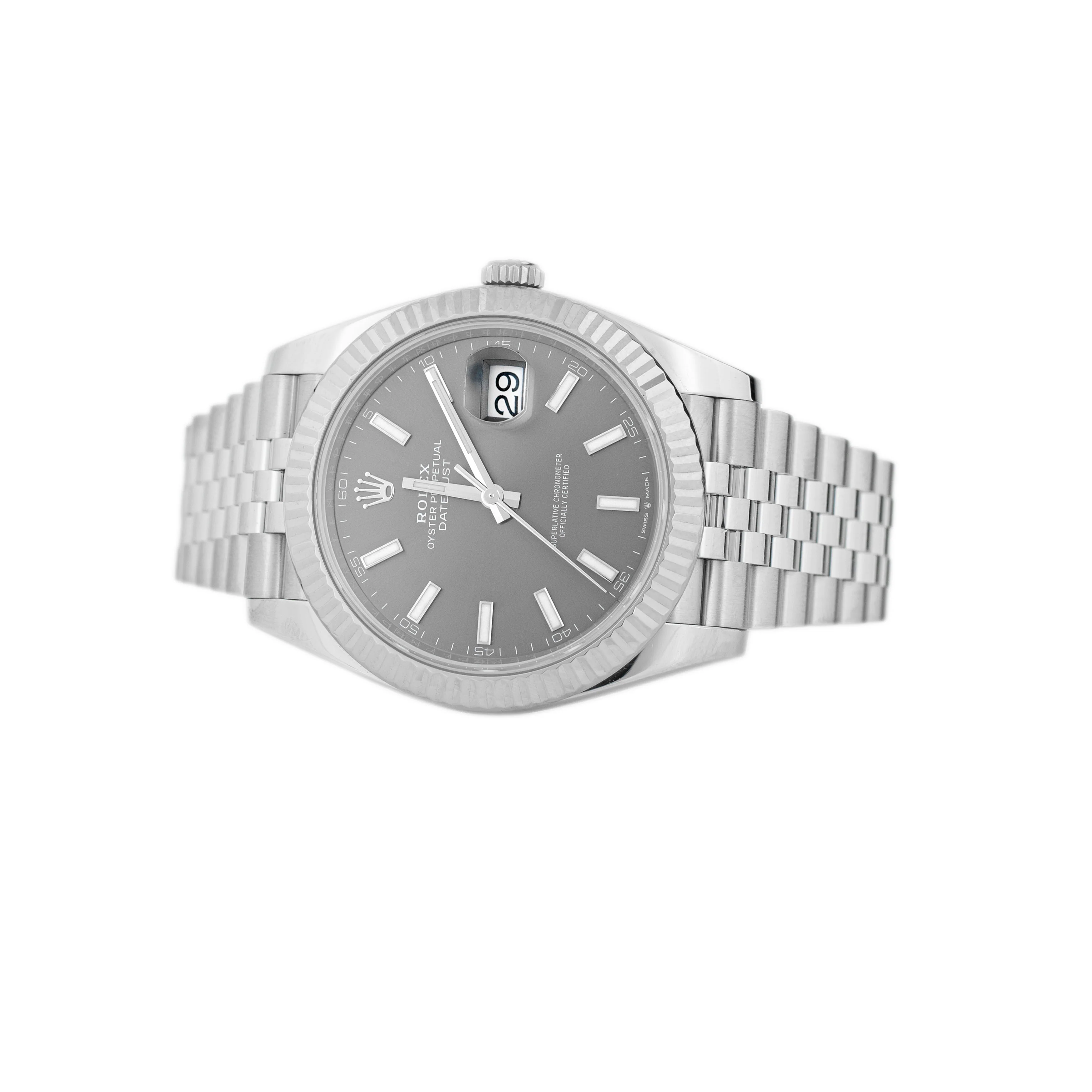 Rolex Datejust 41 Stainless Steel Gray Dial Fluted Jubilee 41mm 126334 Full Set - Image 3