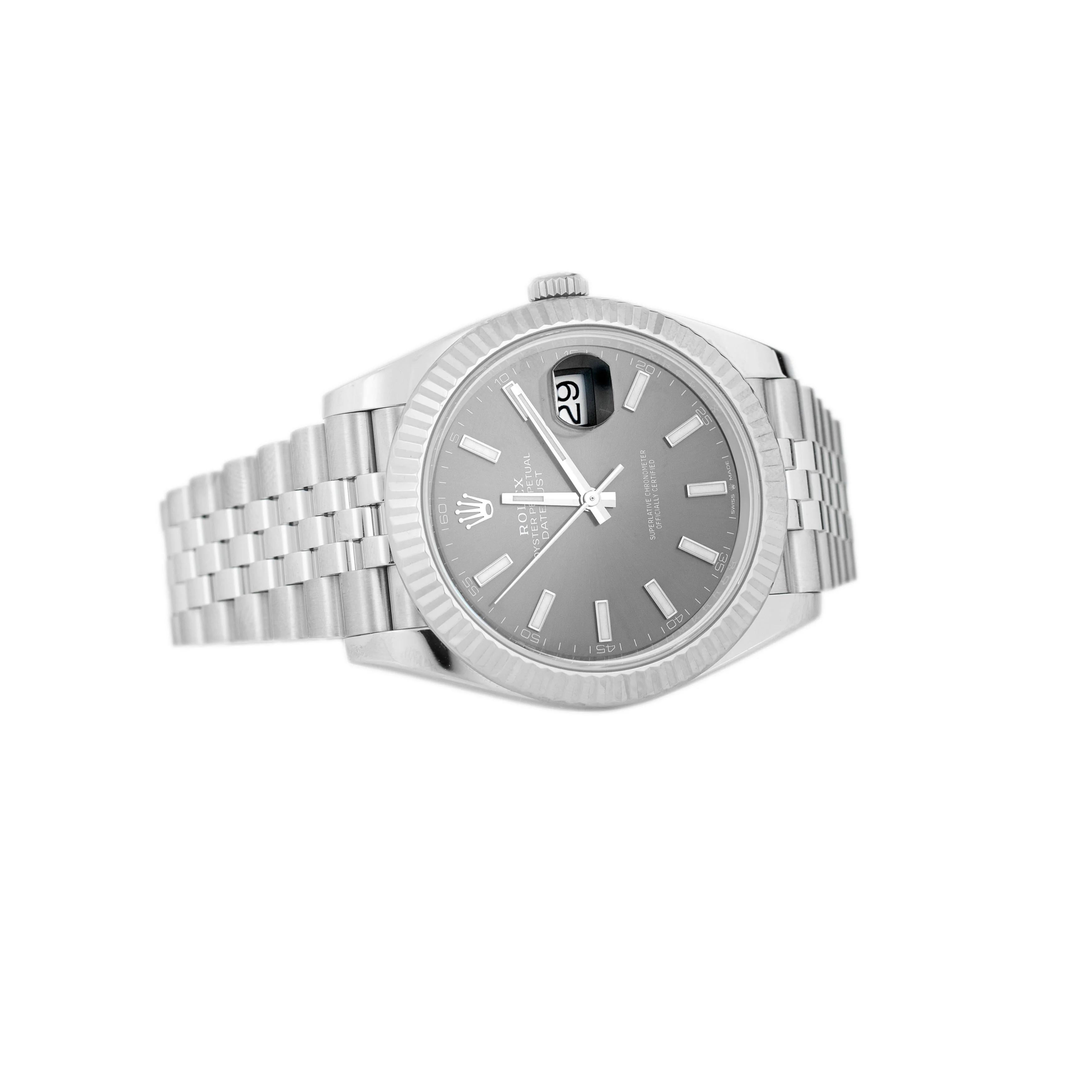 Rolex Datejust 41 Stainless Steel Gray Dial Fluted Jubilee 41mm 126334 Full Set - Image 4
