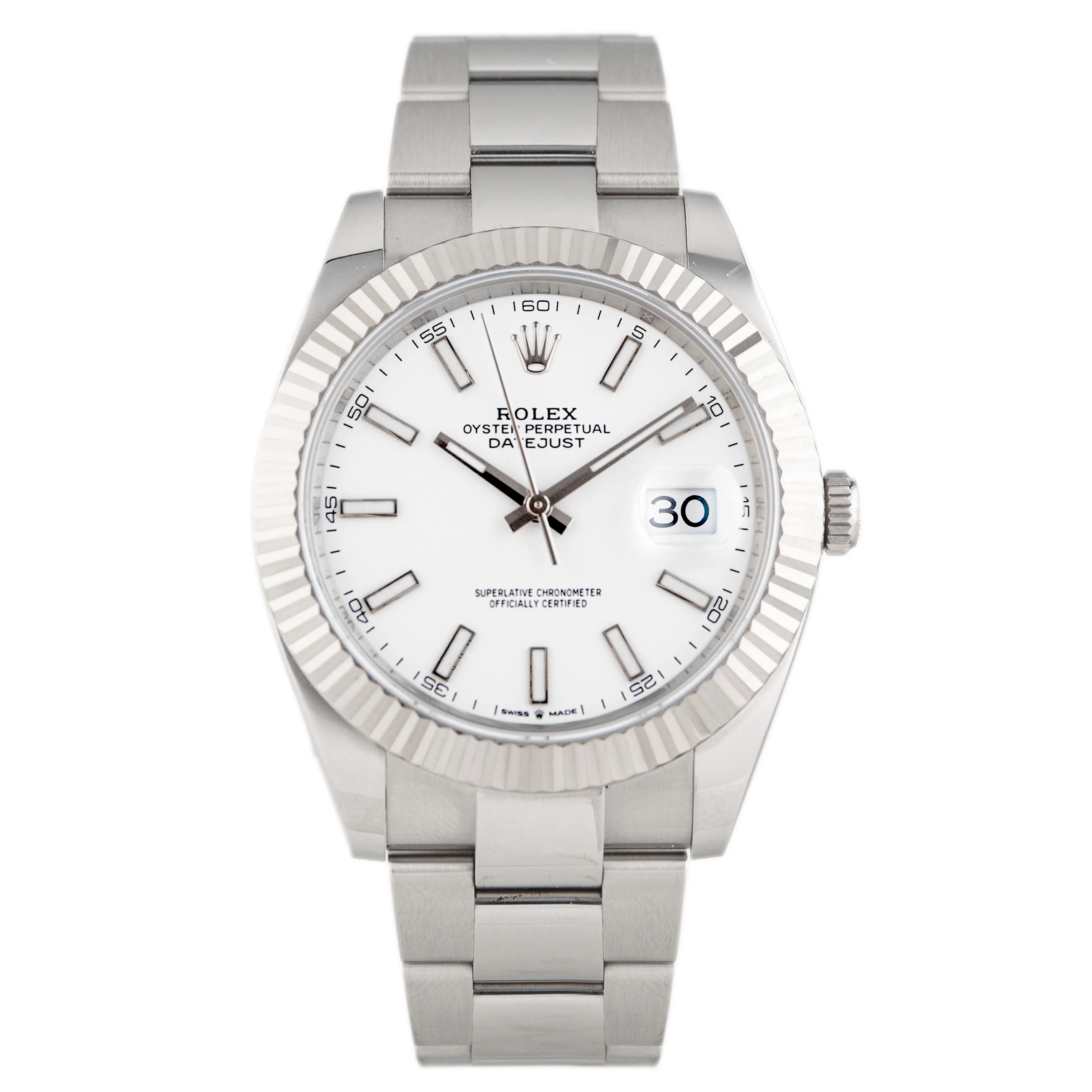 Rolex Datejust Stainless Steel White Dial Fluted Oyster 41mm 126334 Full Set
