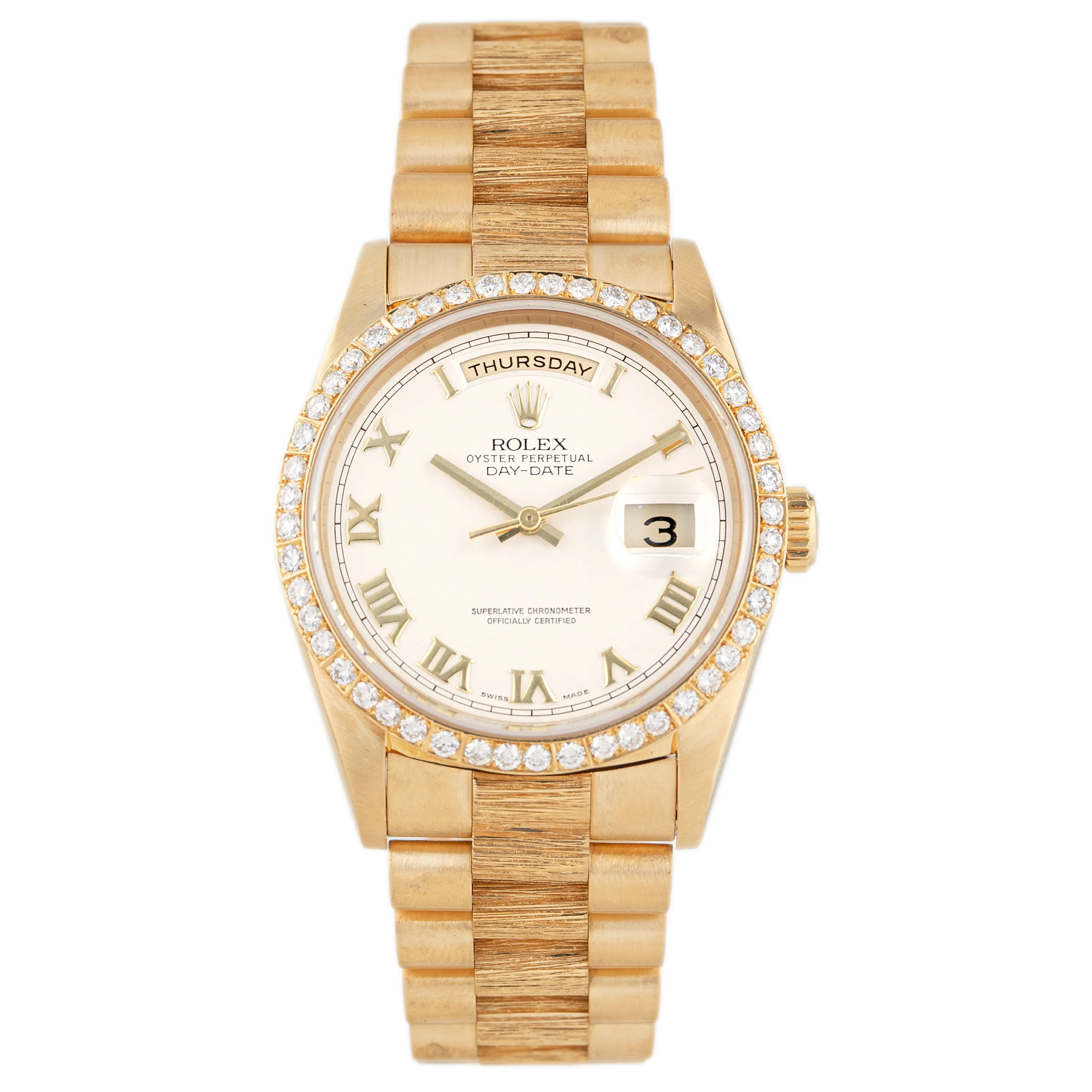 Rolex Day-Date 36 Yellow Gold White Dial President Bracelet 36mm 18248