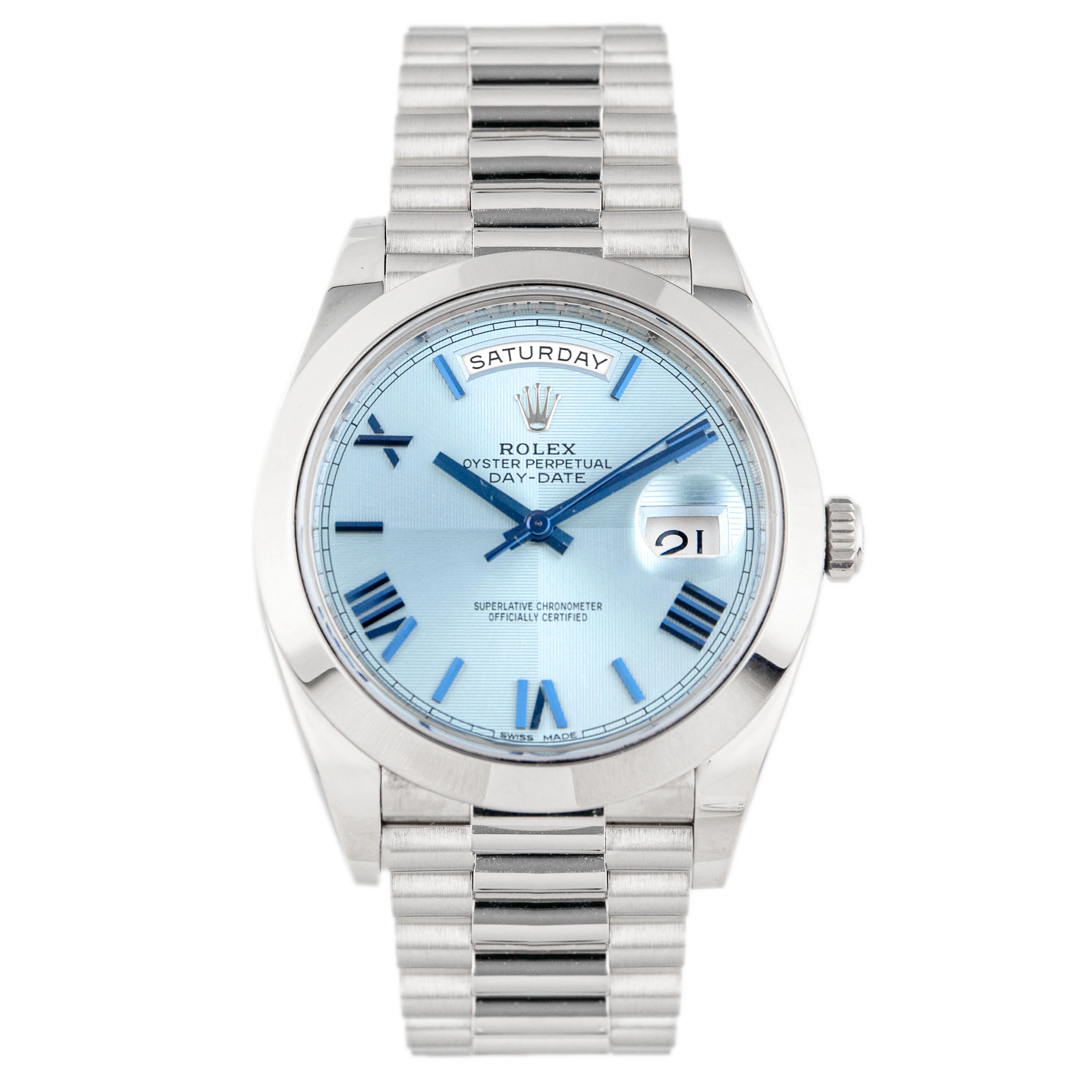 Rolex Day-Date 40 President Platinum Blue Dial 40mm 228206 Full Set