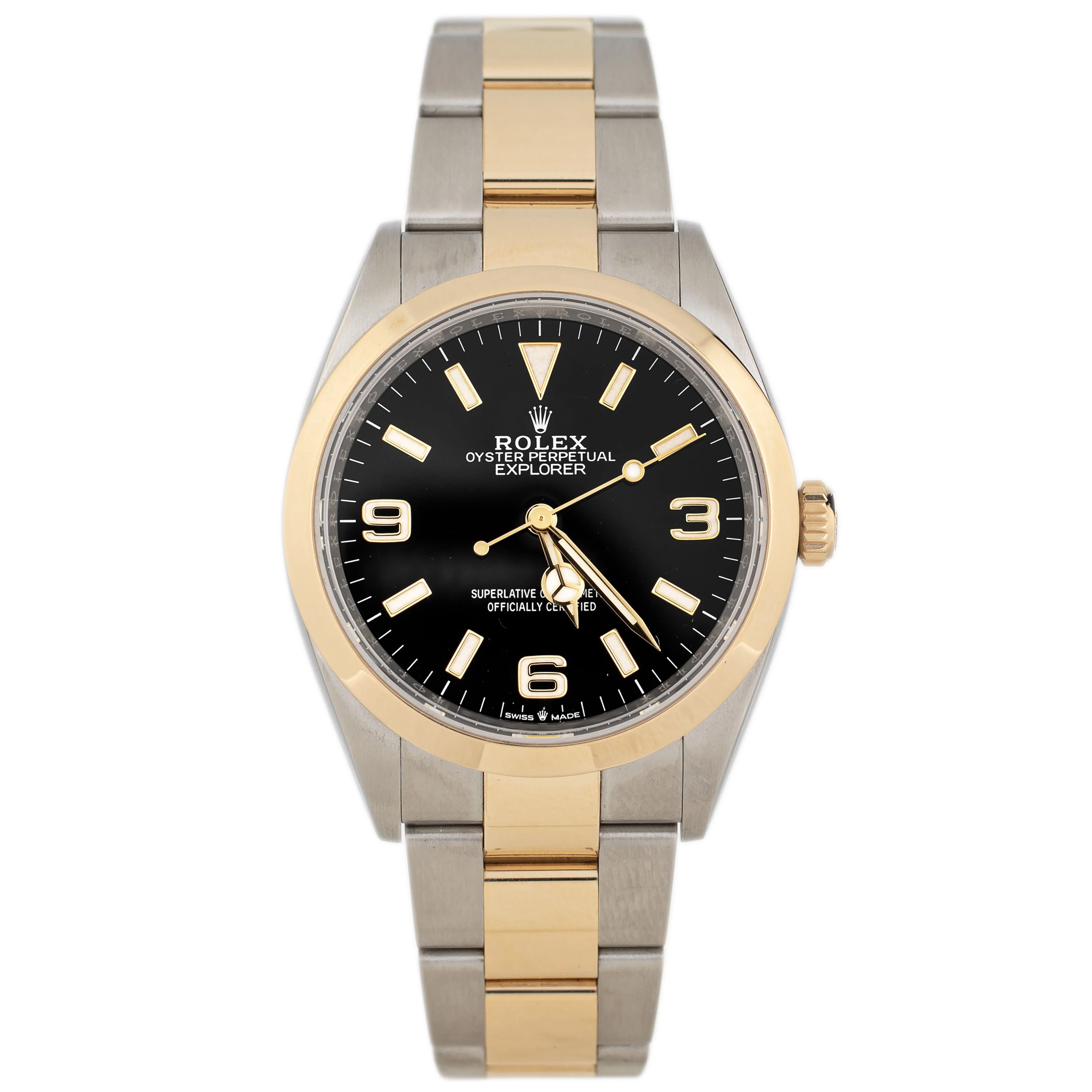 Rolex Explorer 36 Stainless steel Yellow Gold Black Dial 36mm 124273 Full Set