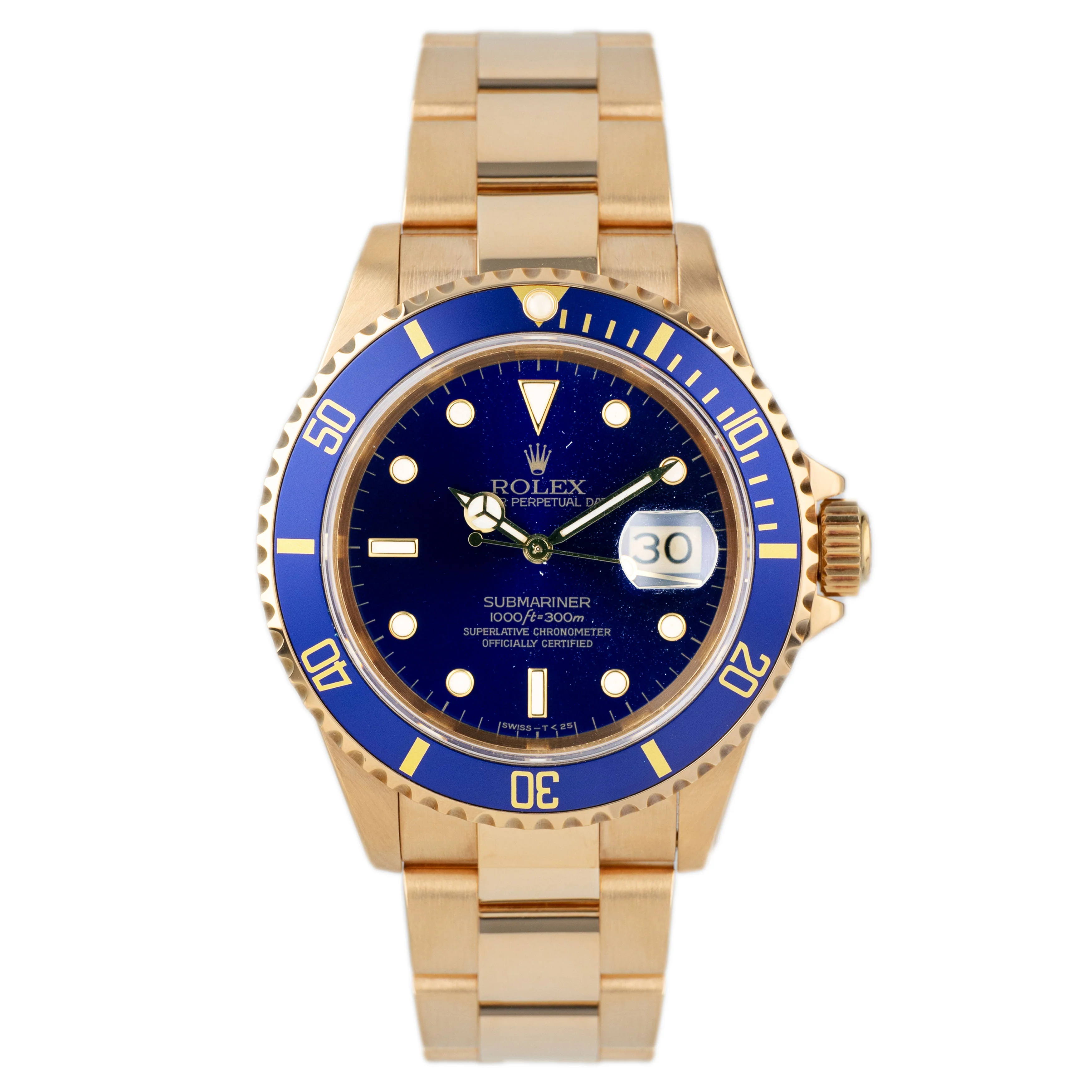 Rolex Submariner Date Bluesy Yellow Gold Blue Dial 40mm 16618LB