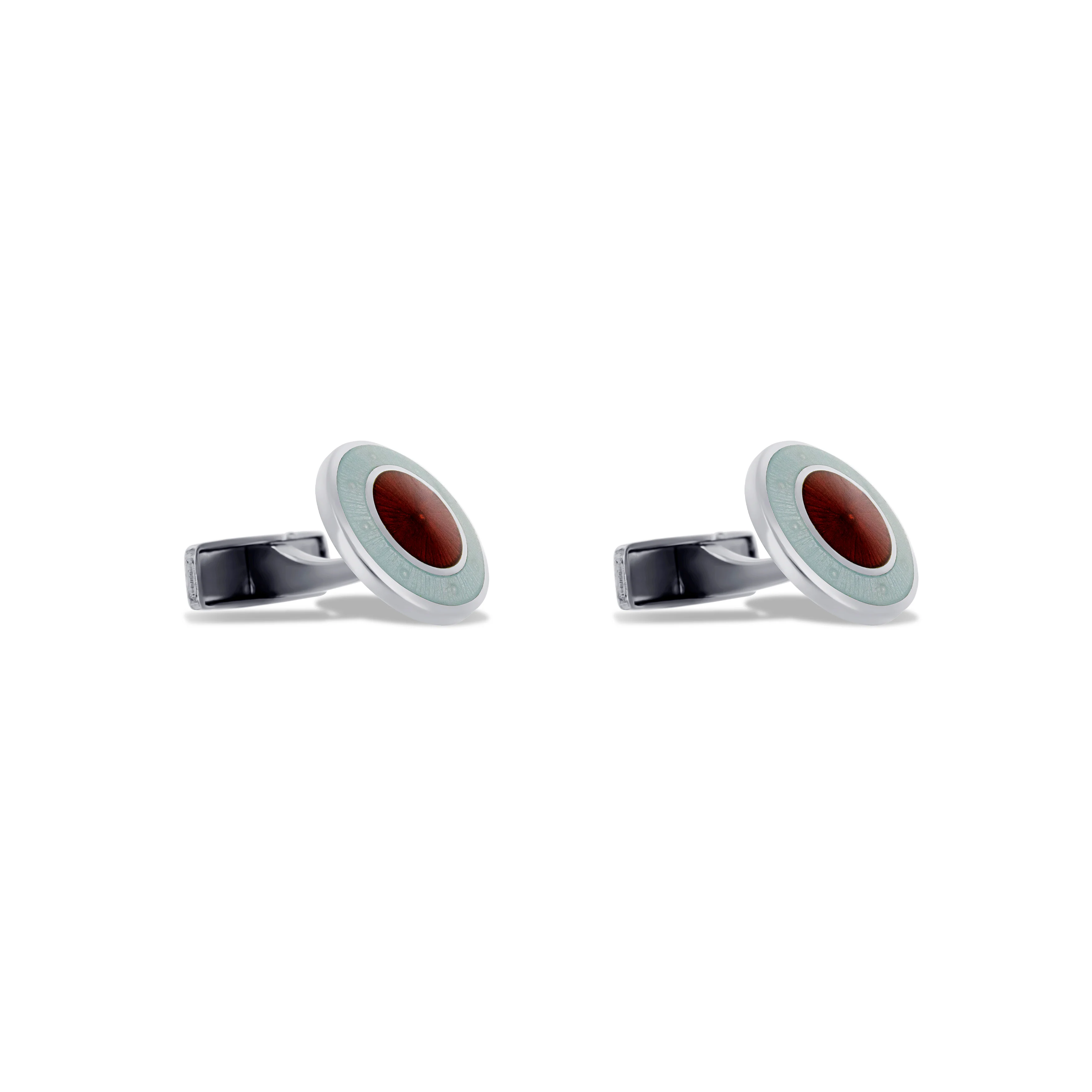 Sterling Silver Round Enamel With Red Center Cufflinks - Image 3